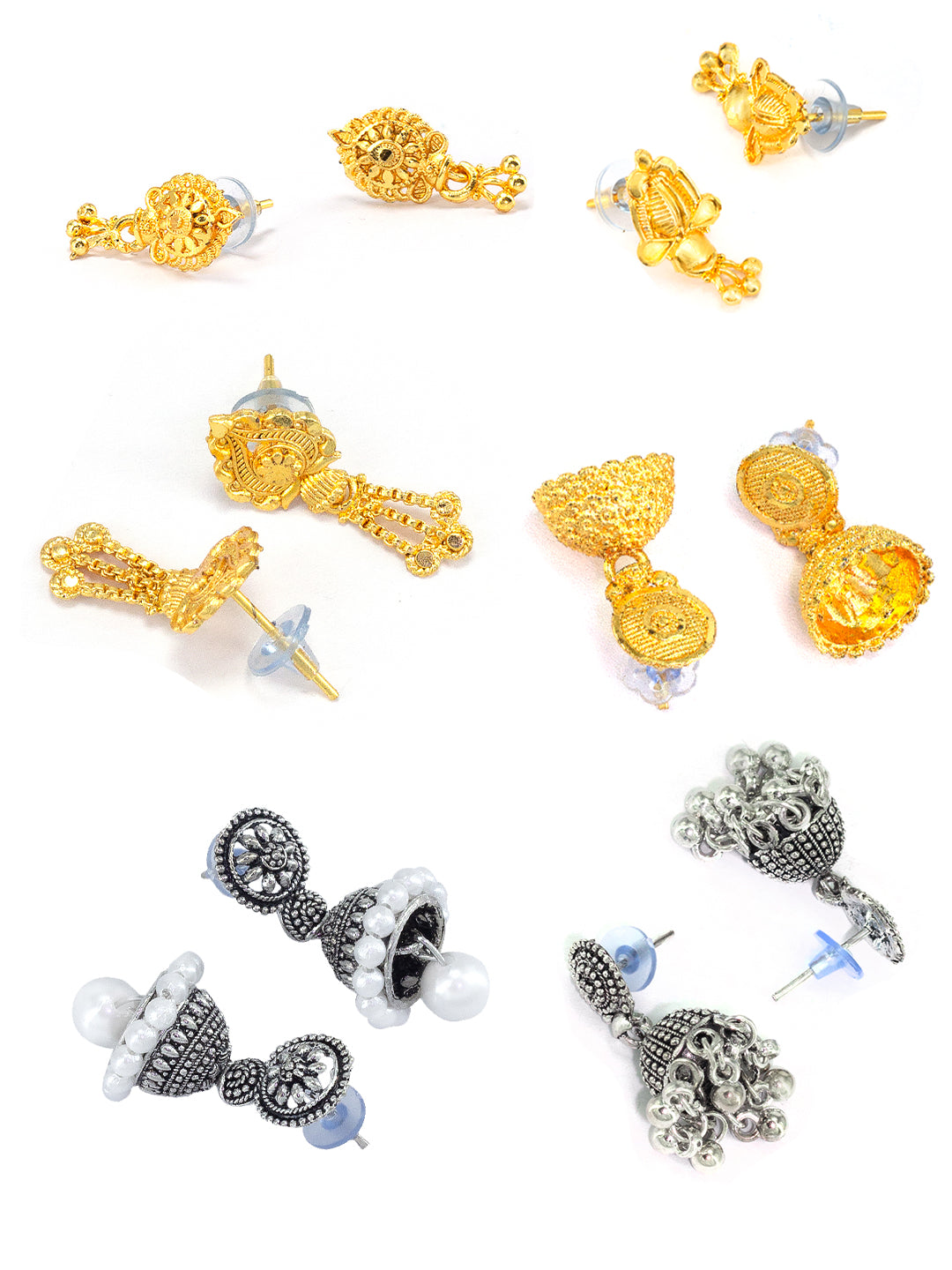 Pack of Six Small Jhumki & Drop Earrings