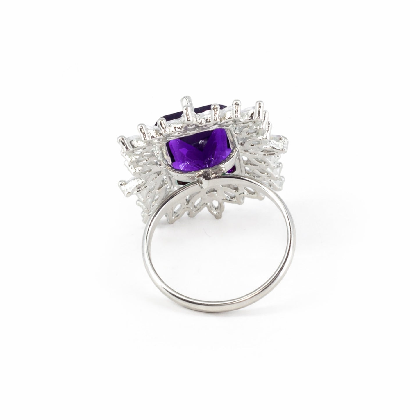 Silver Plated Purple AD Finger Ring for Women