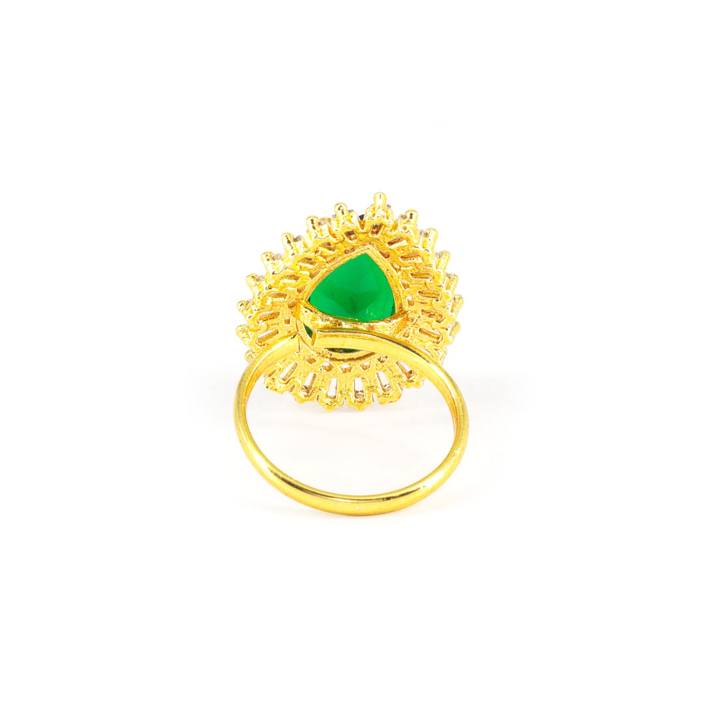 Gold Plated Green AD Adjustable Ring for Women