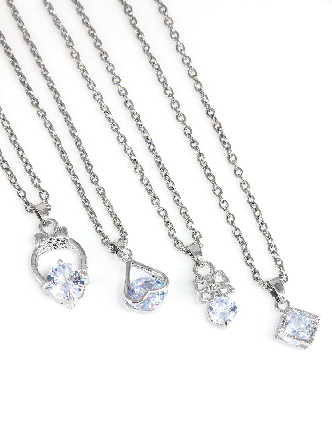 PRIVIU Round AD Chain Pendant Combo for Girls (Set of 4)
