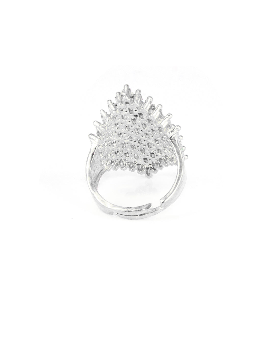 Silver Plated AD Adjustable Ring For Women