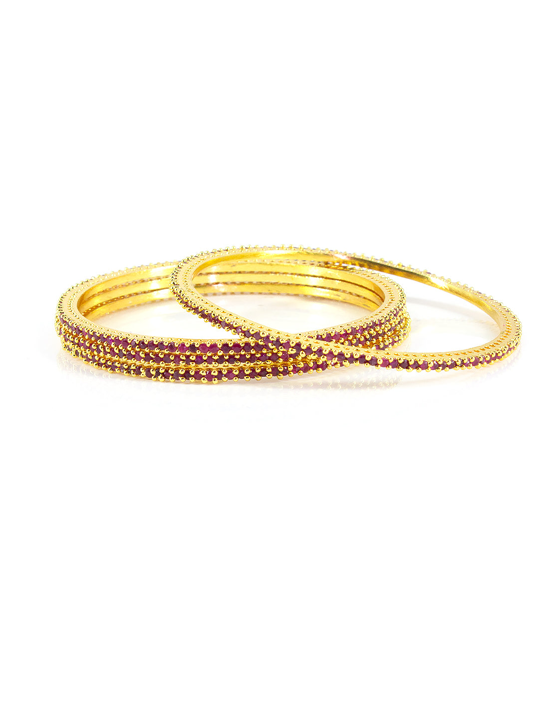 Set Of 4 Gold-Plated American Diamond-Studded Bangles