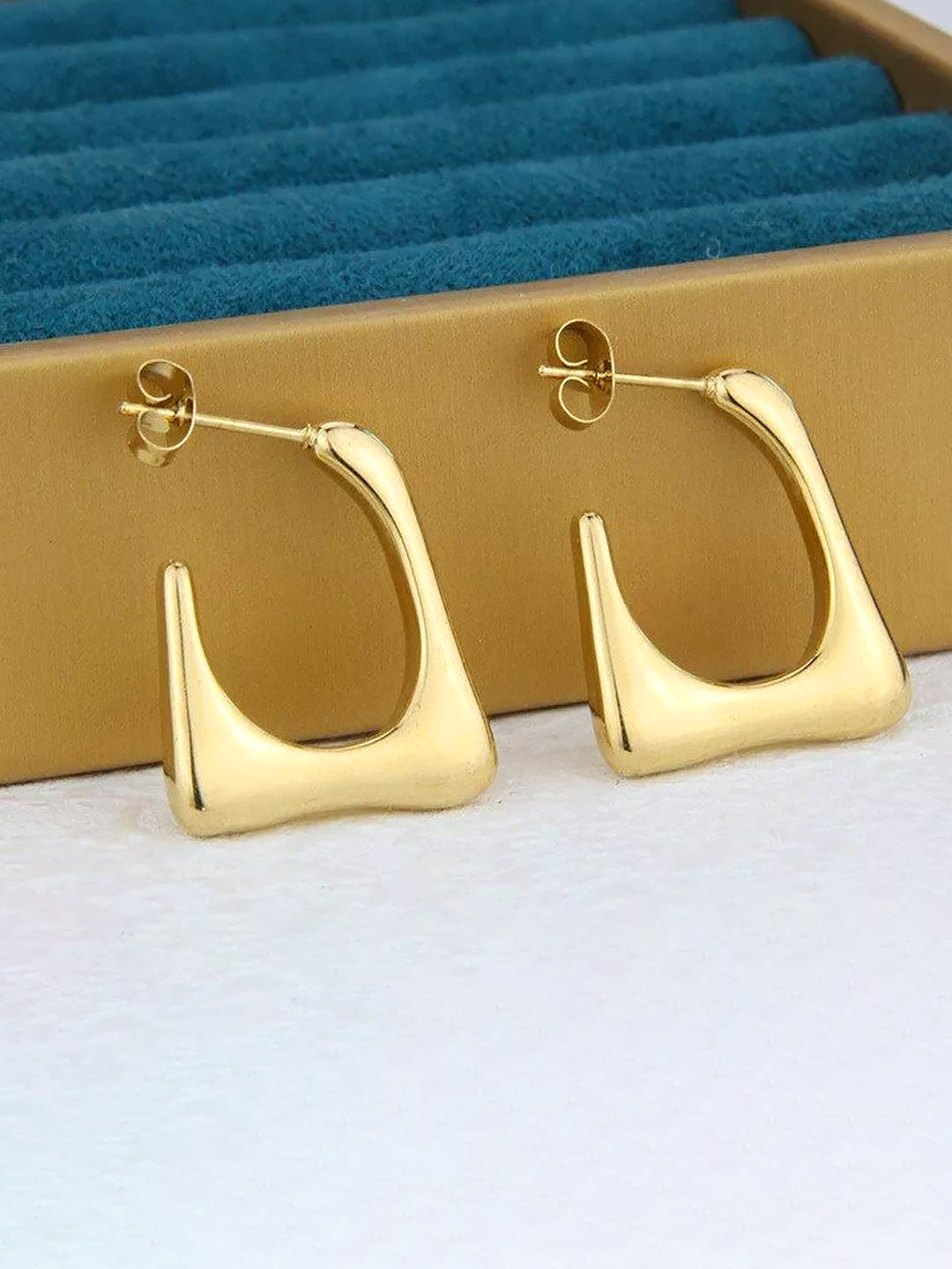 Stainless Steel Anti Tarnish U Cut Half Hoop Earrings