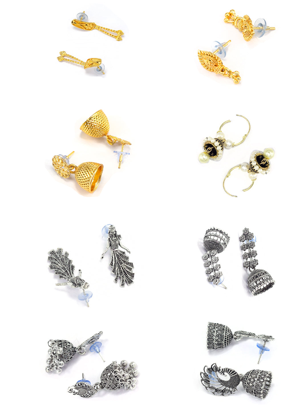 Pack of Eight Jhumki & Drop Earrings