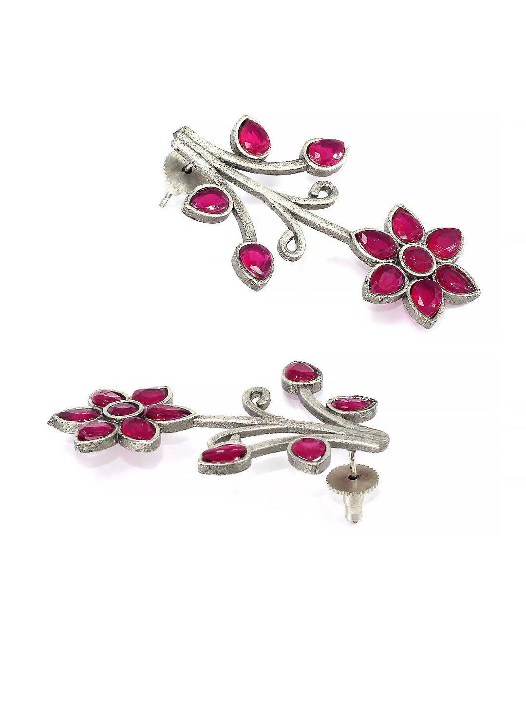 Classic Pink Floral Drop Earrings