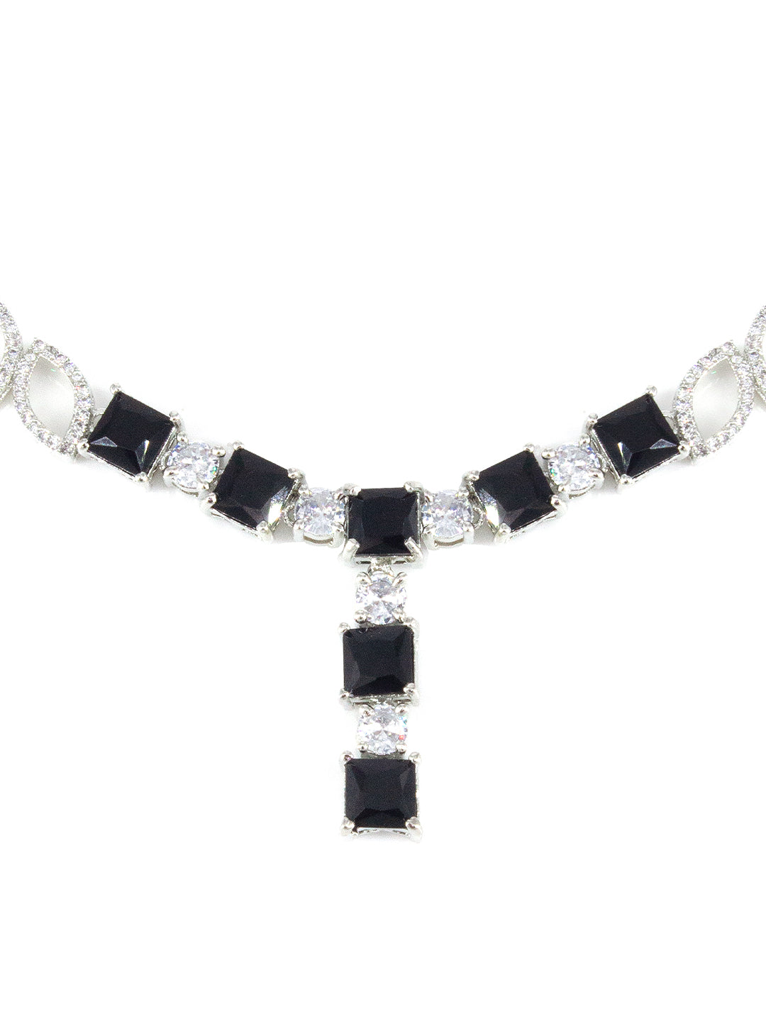 Silver Plated Black Minimal Jewellery Set for Women