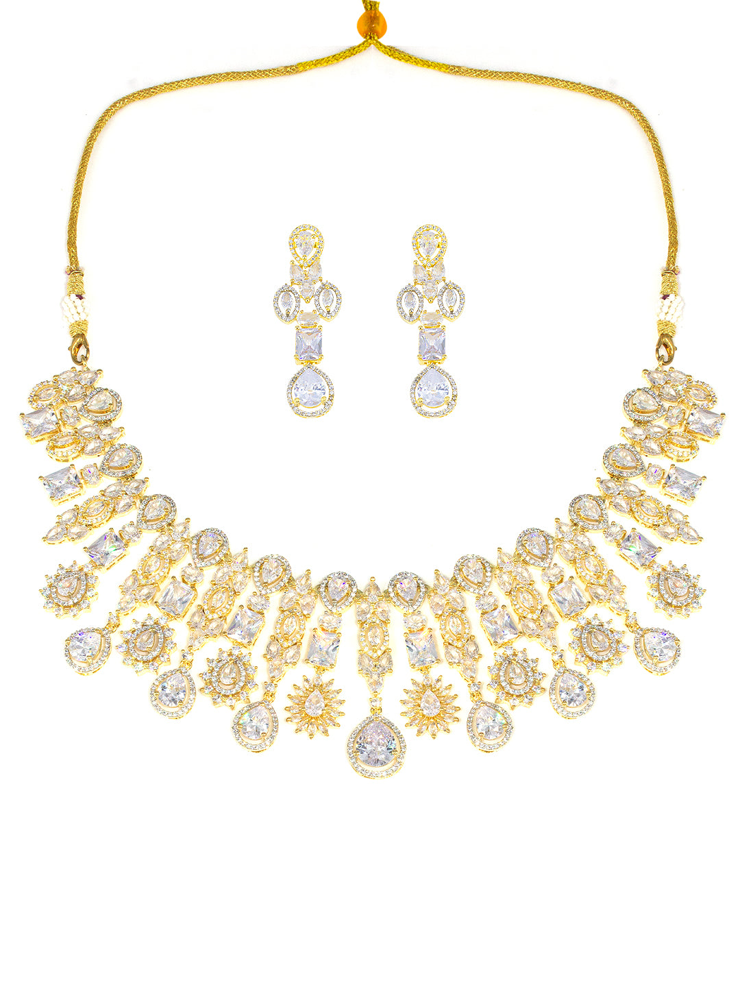 Gold Plated AD Semi-Bridal Jewellery Set For Women