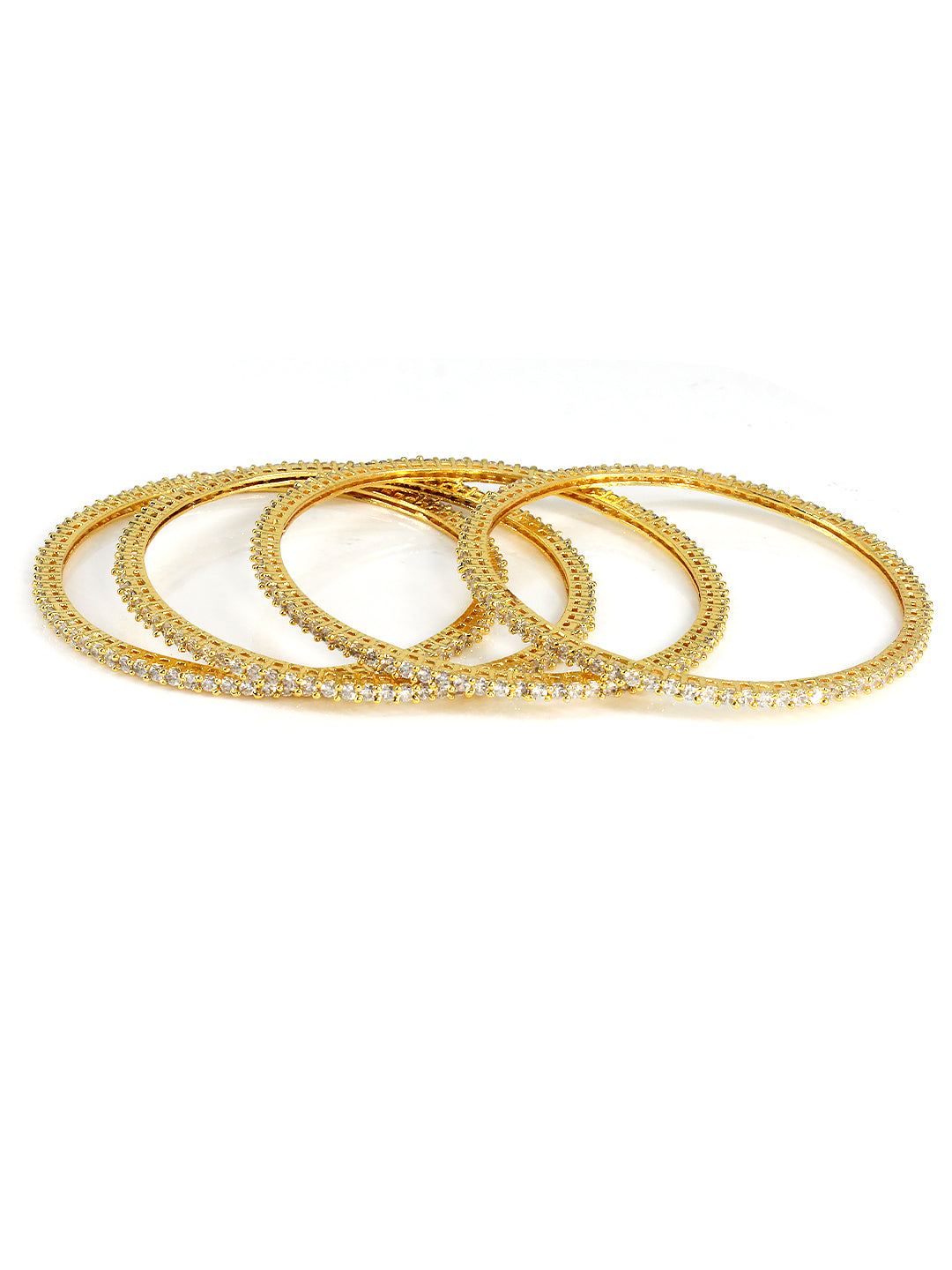 Gold Plated AD Studded Set of 4 Bangles For Women