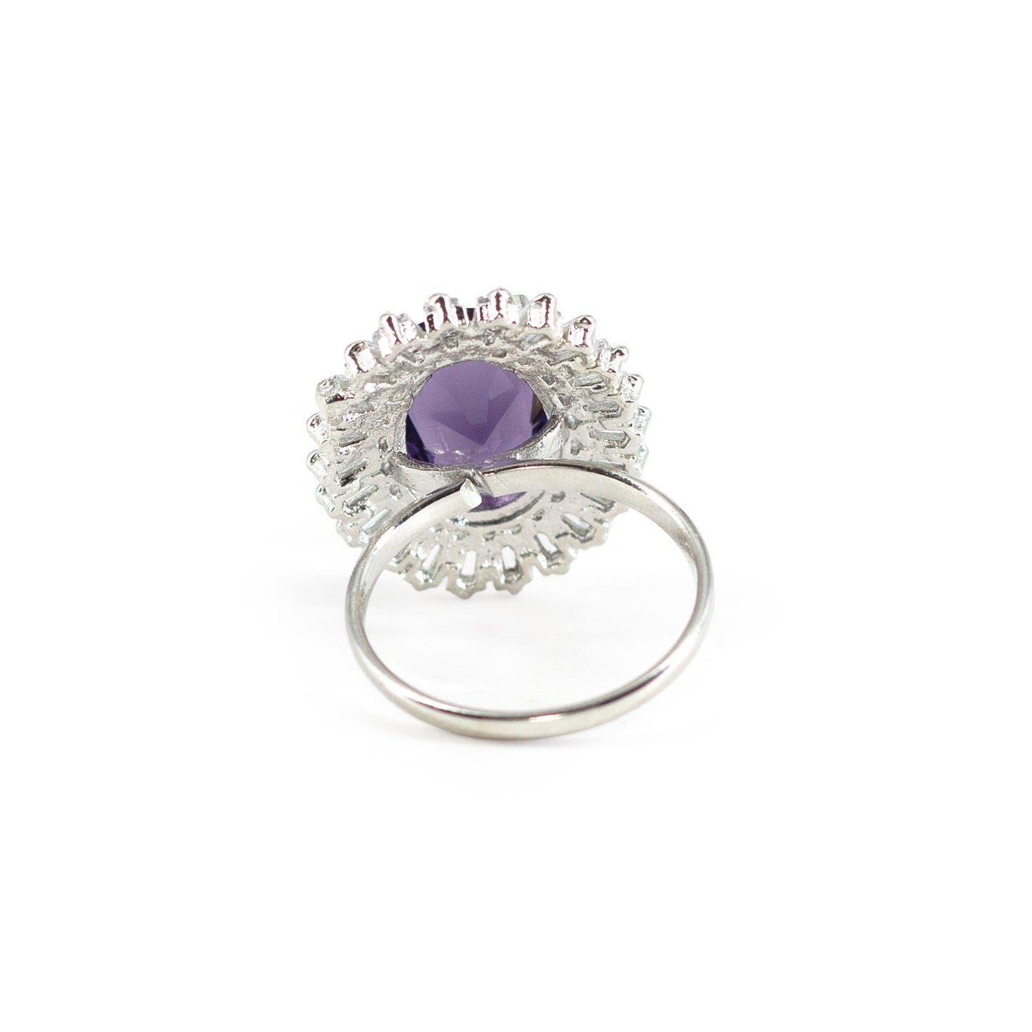 Rhodium Plated Purple AD Finger Ring for Women