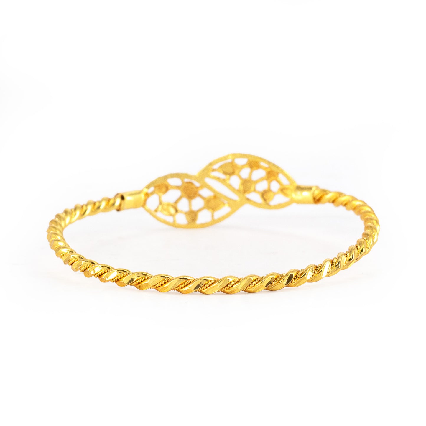 Gold Plated Twisted Temple Bangle Bracelet for Women