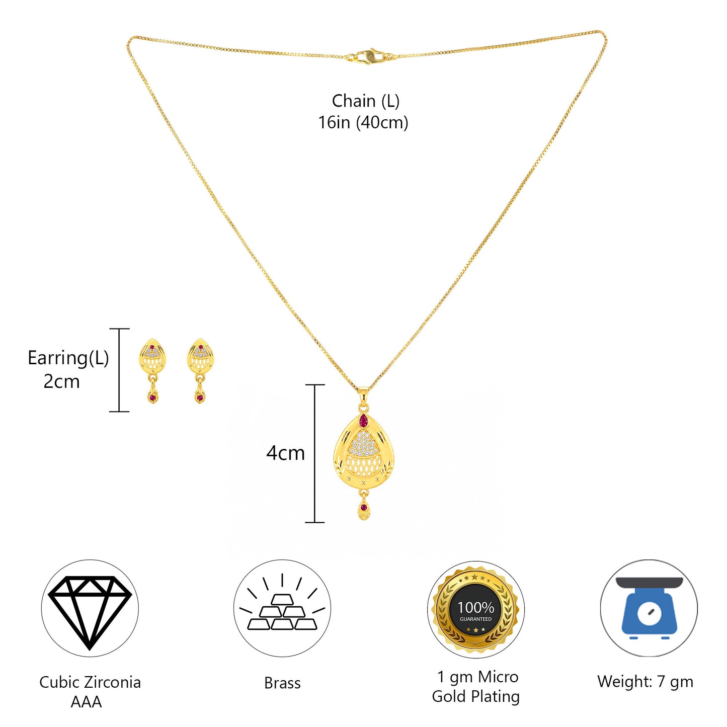 Micro Gold AD Pendant Set for Women