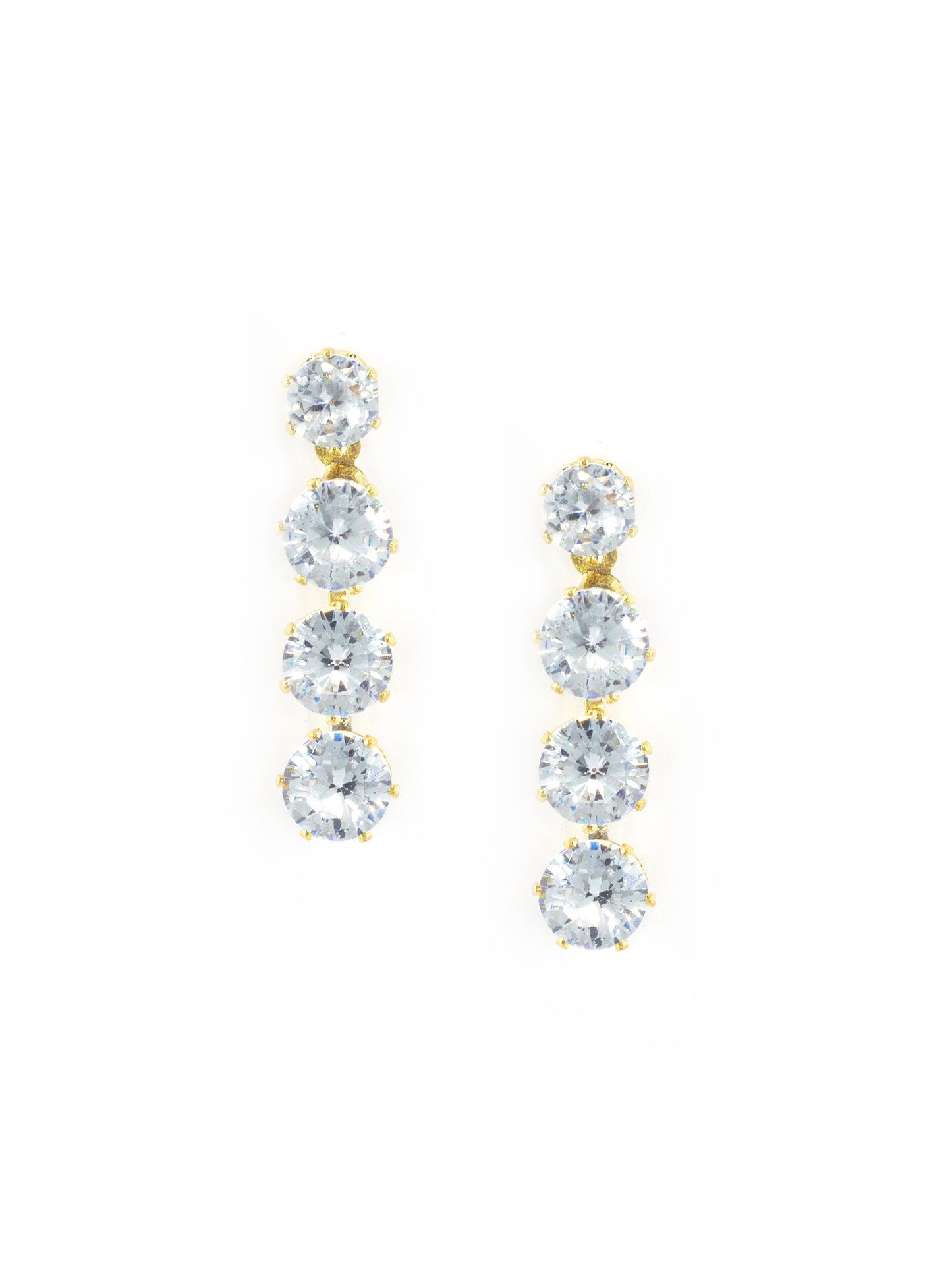 Gold Plated Round White AD Drop Earrings for Women