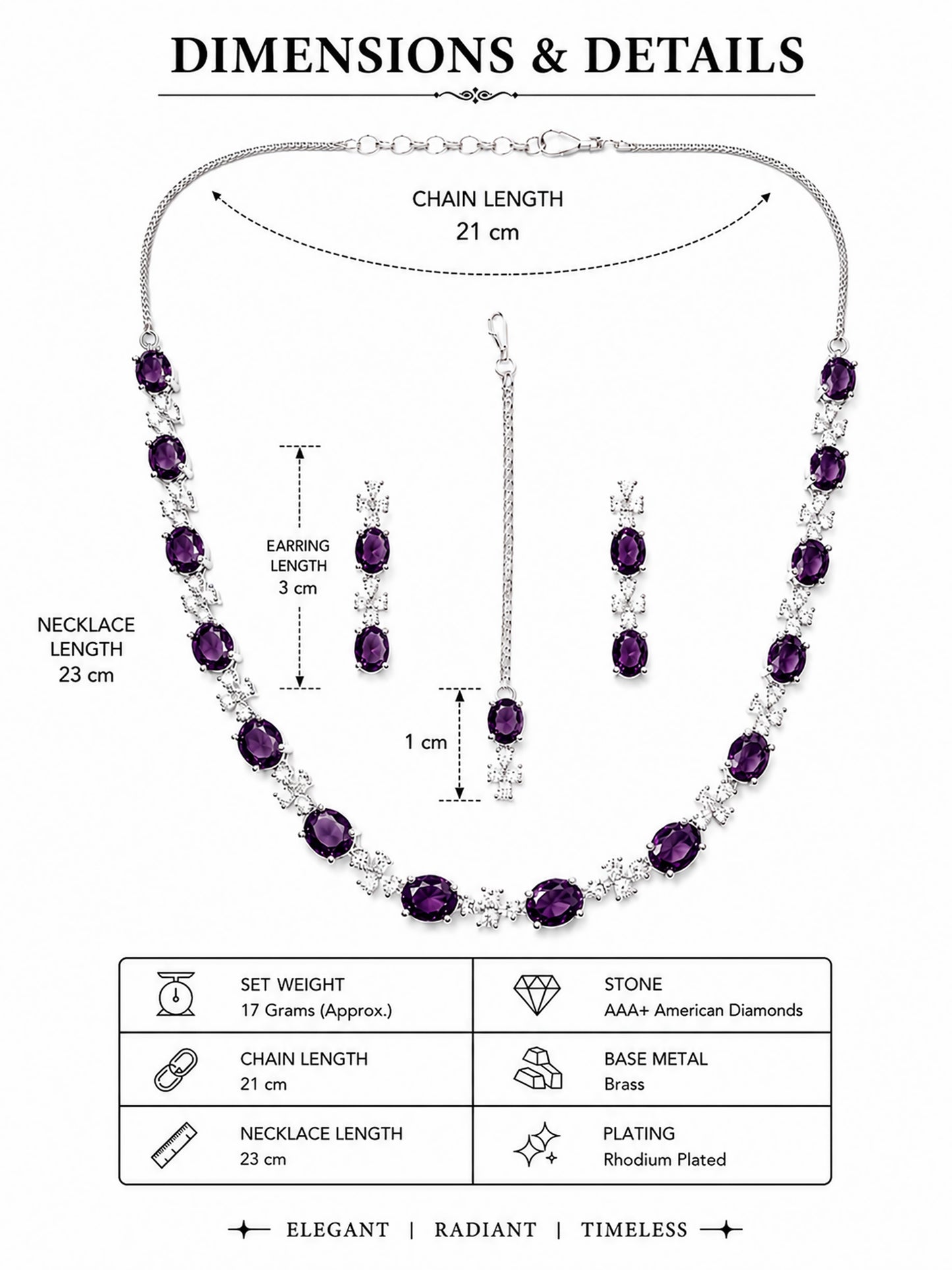 Silver Plated Purple AD Jewellery Set for Women