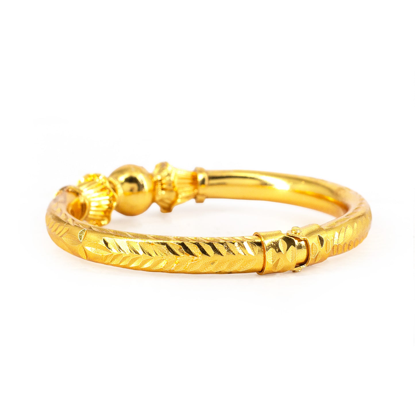 Gold Plated Bold Openable Temple Bangle Bracelet for Women