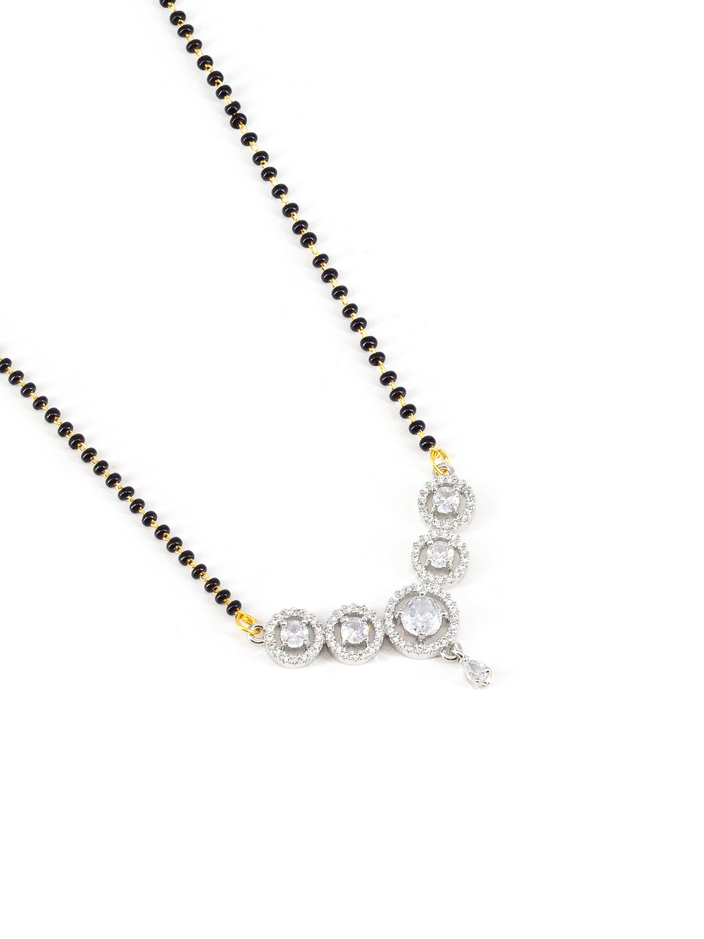 Silver Plated American Diamond Studded Mangalsutra for Women