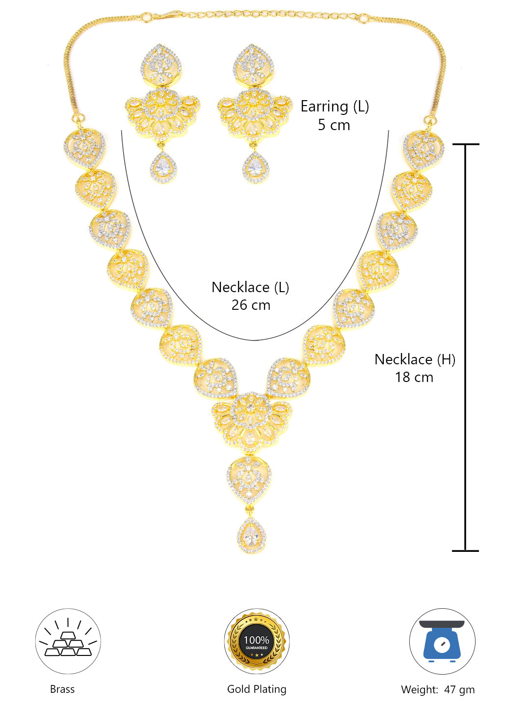 Gold Plated Floral AD Designer Jewellery Set