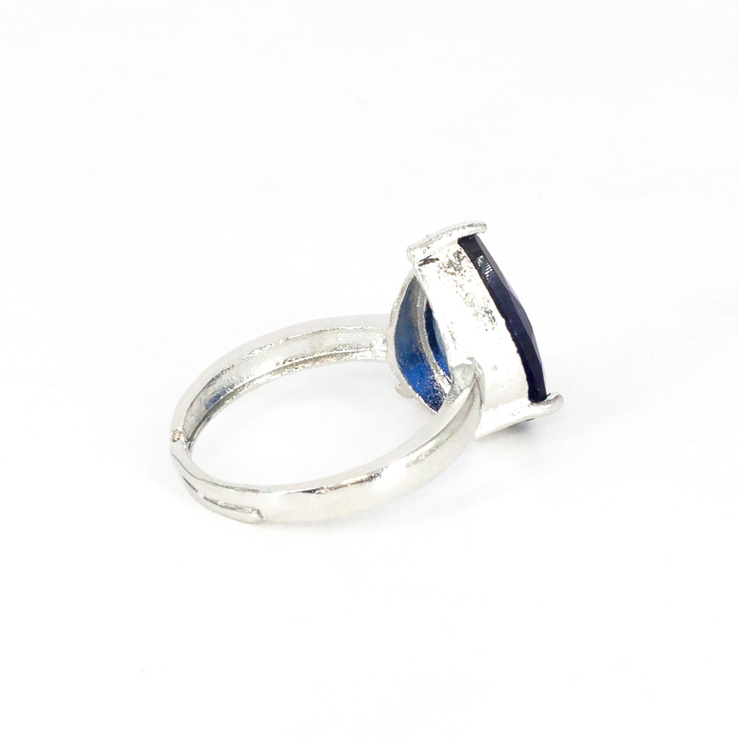 Rhodium Plated Blue AD Finger Ring for Women