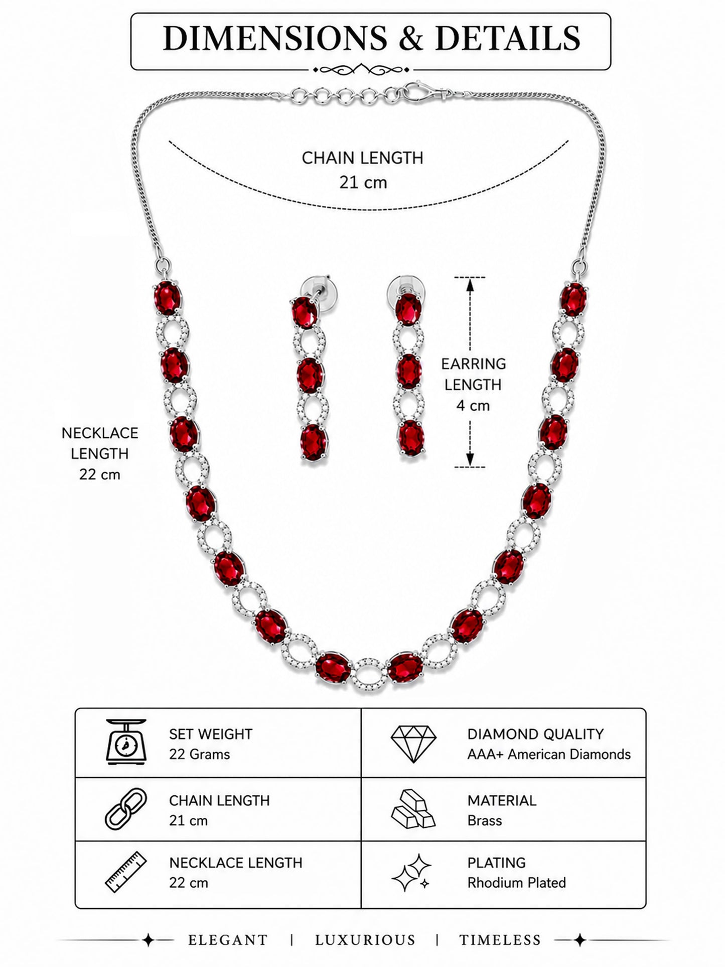 Silver Plated Red AD Choker Set for Women