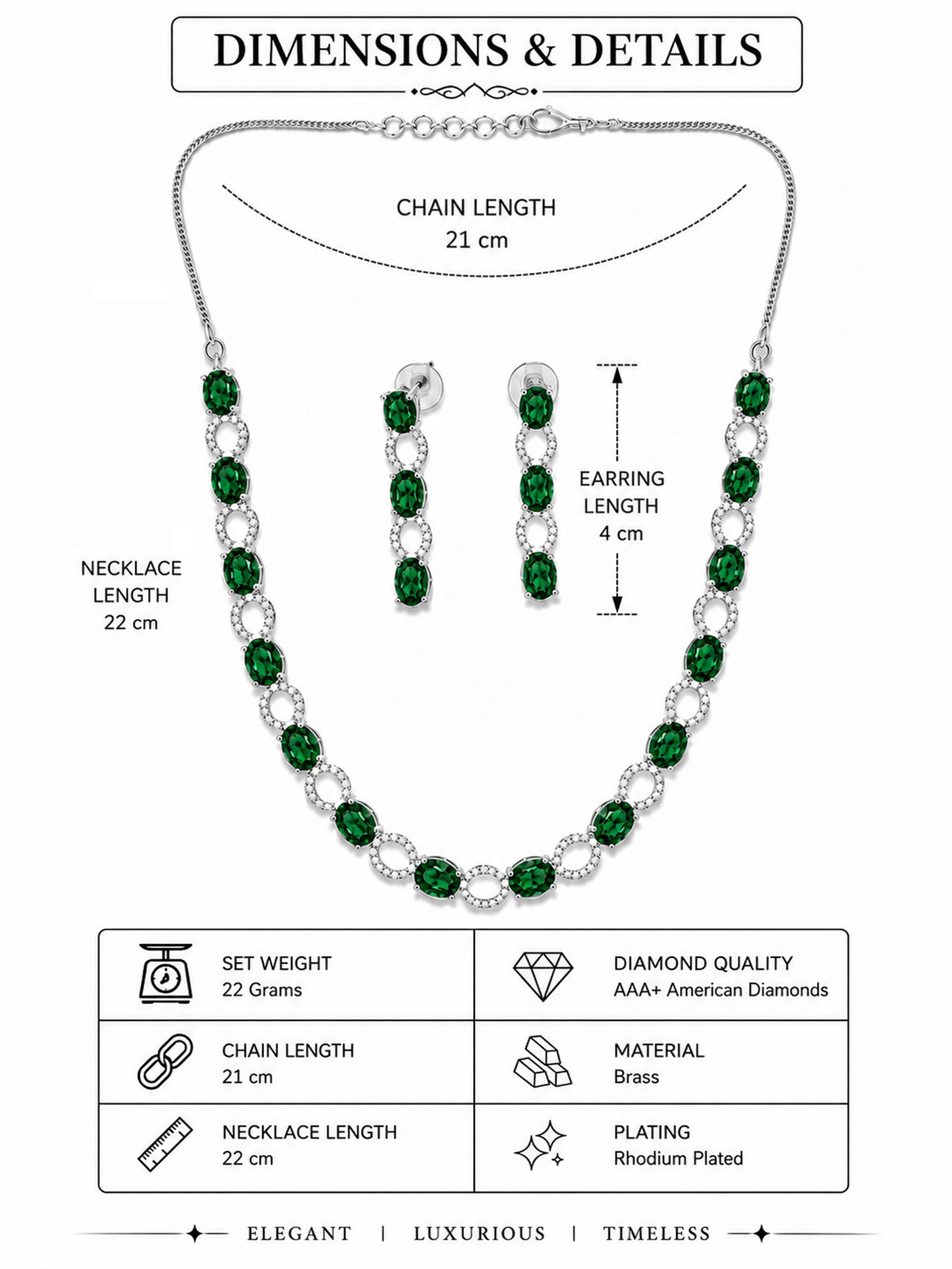 Silver Plated Green AD Choker Set for Women