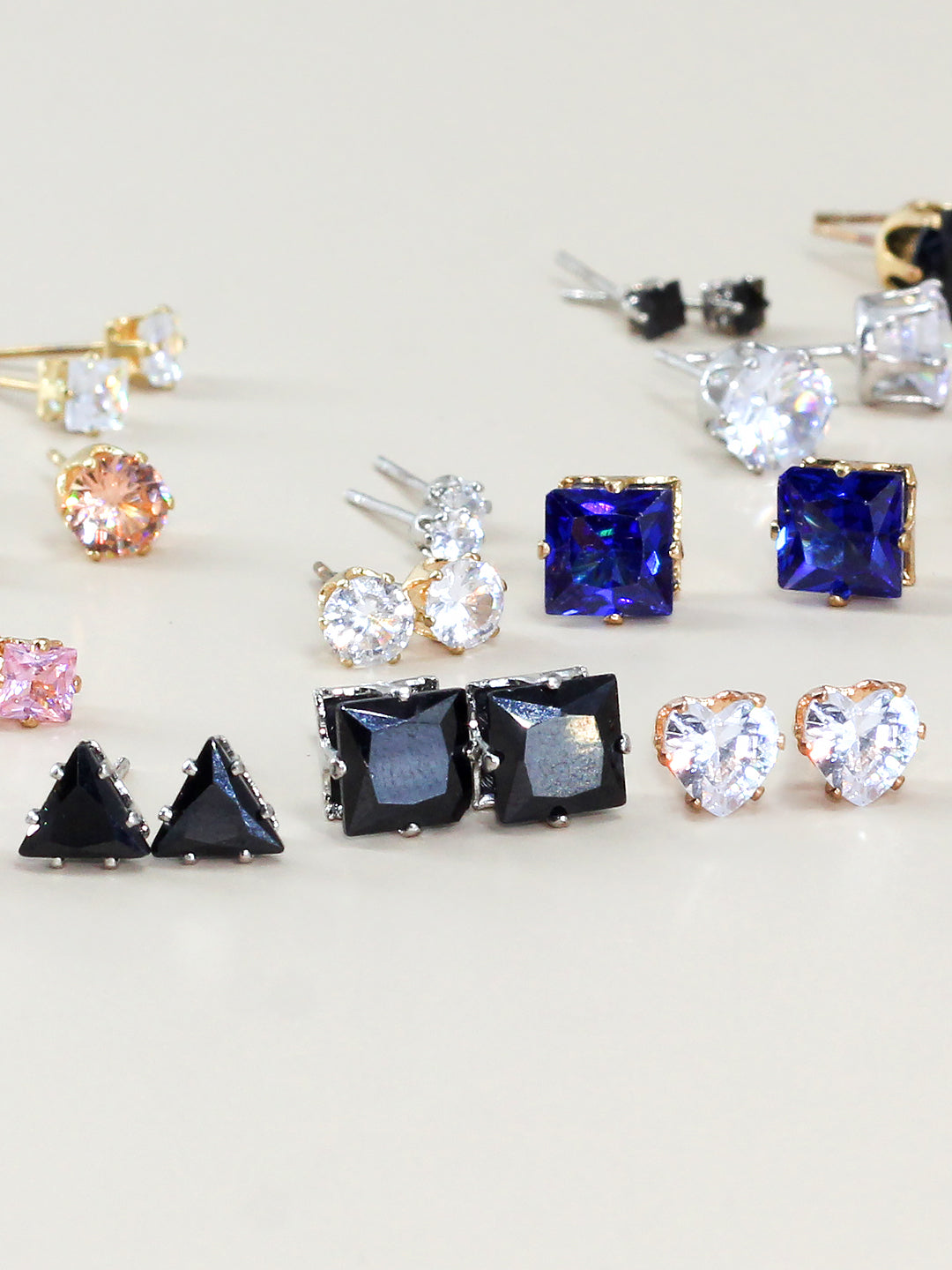 Pack of 26 Multicolour Geometric AD Stud Earrings