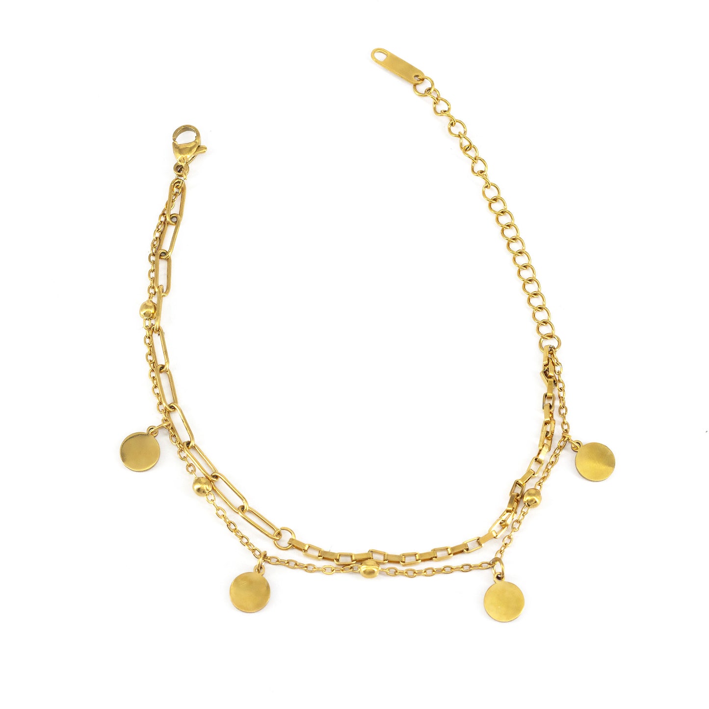 Gold Plated Double Layred Chain Bracelet for Women