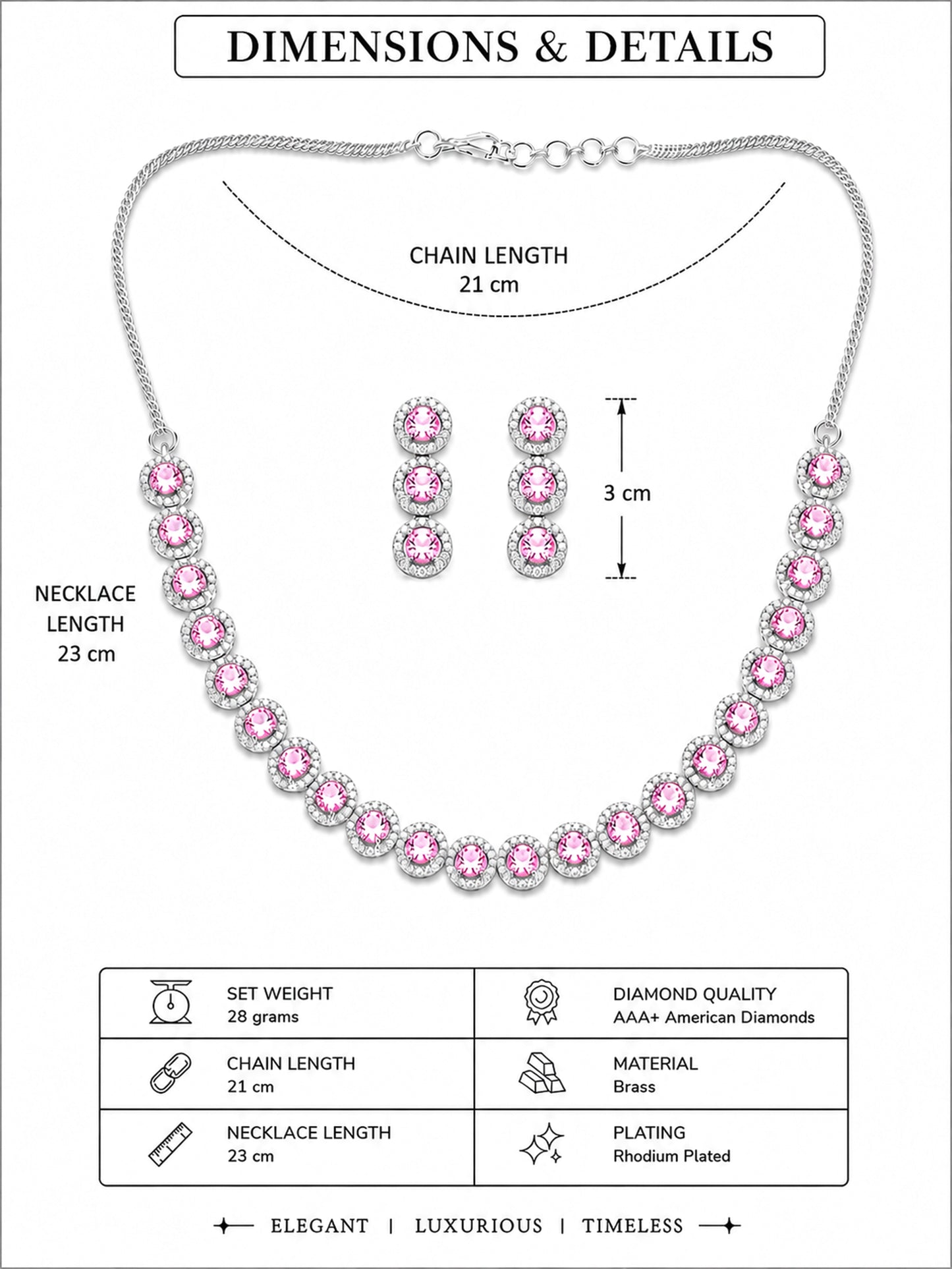 Silver Plated Pink AD Jewellery Set for Women