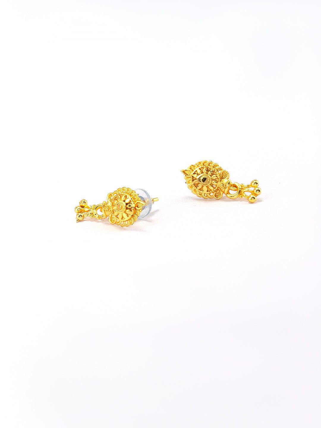 Gold Plated Traditional Floral Drop Earrings