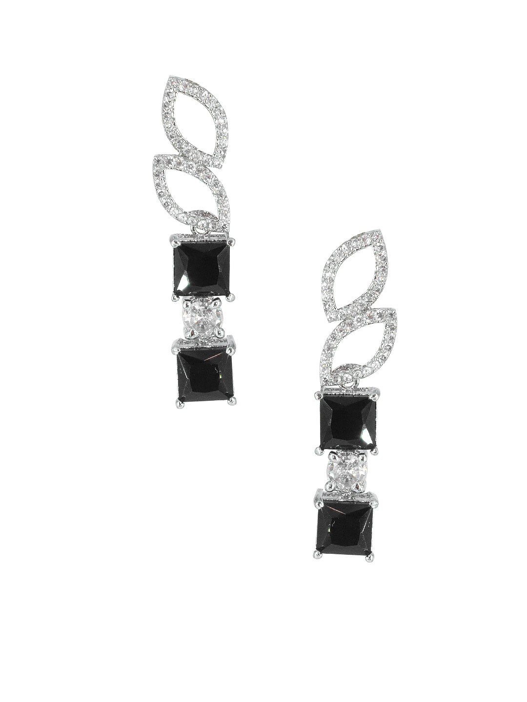 Silver Plated Black Minimal Jewellery Set for Women