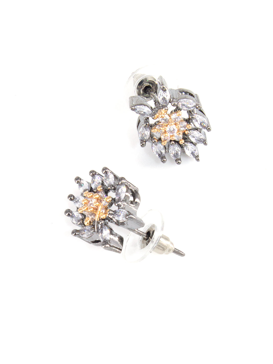 American Diamond Studded Floral Shaped Studs
