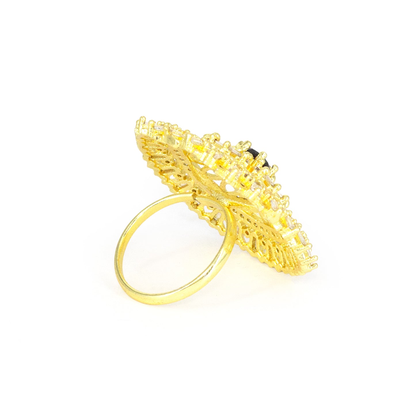Gold Plated Black AD Finger Ring for Women
