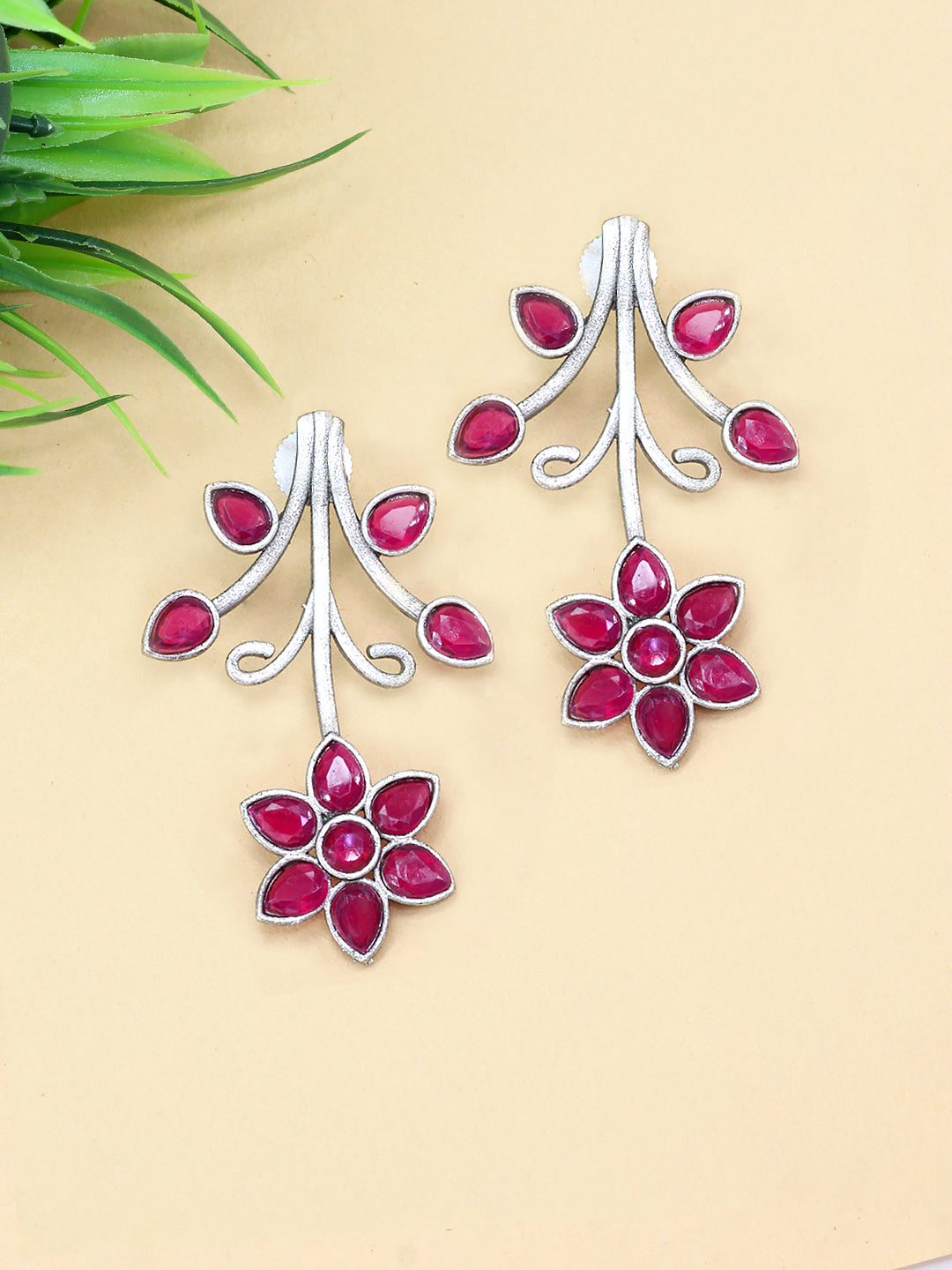 Classic Pink Floral Drop Earrings