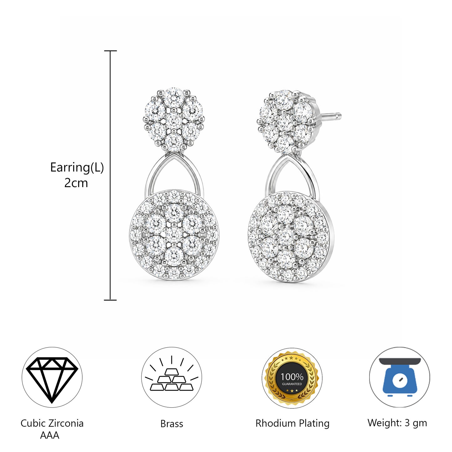 Silver Plated AD Studs Earring for Women
