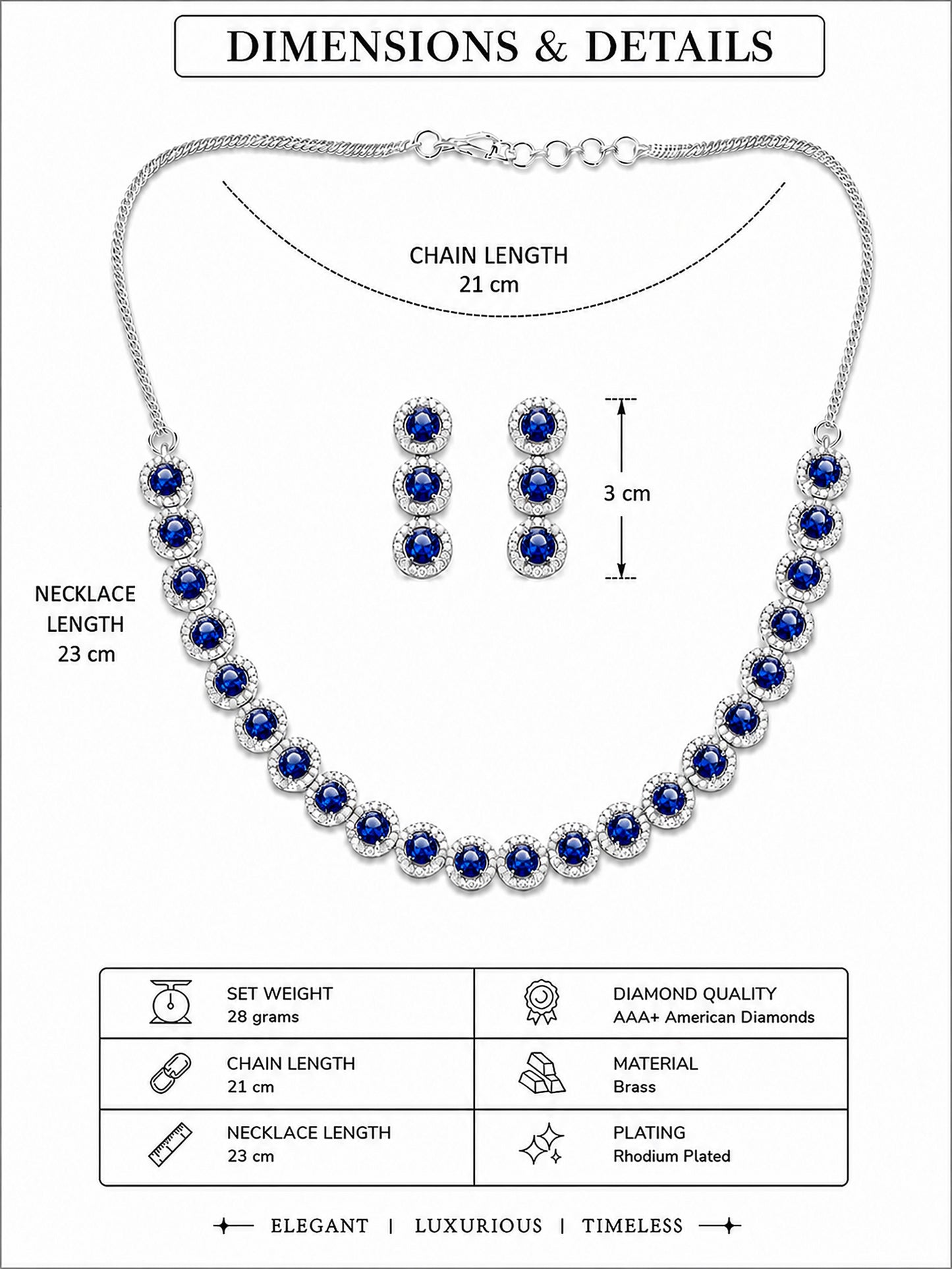 Silver Plated Blue AD Jewellery Set for Women