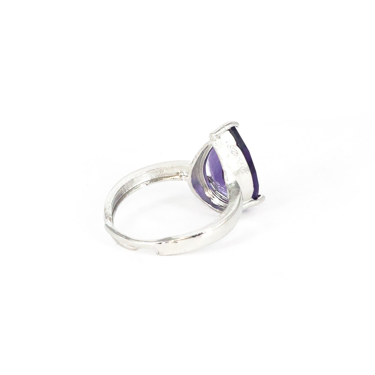 Rhodium Plated Purple AD Finger Ring for Women