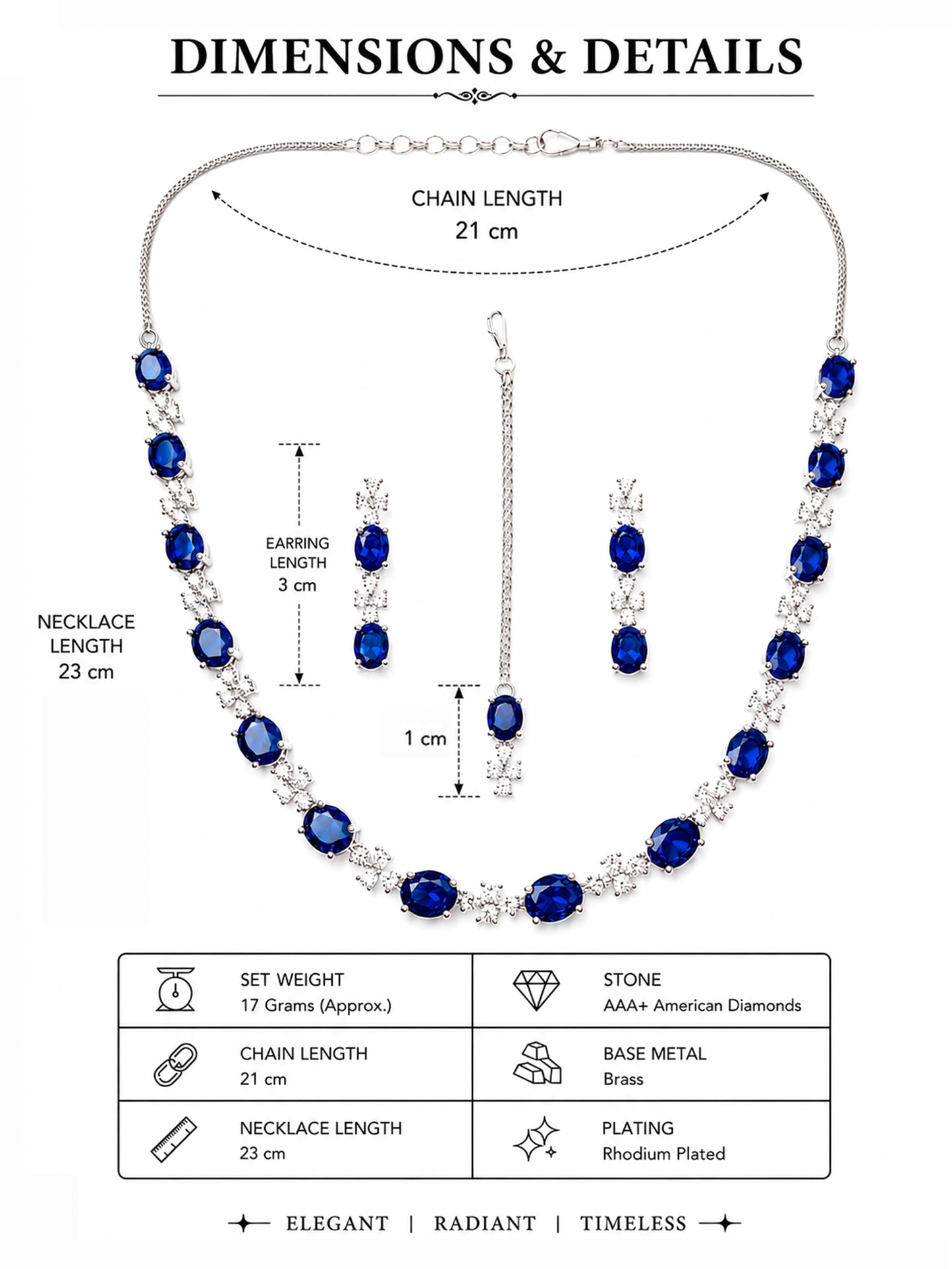 Silver Plated Blue AD Jewellery Set for Women