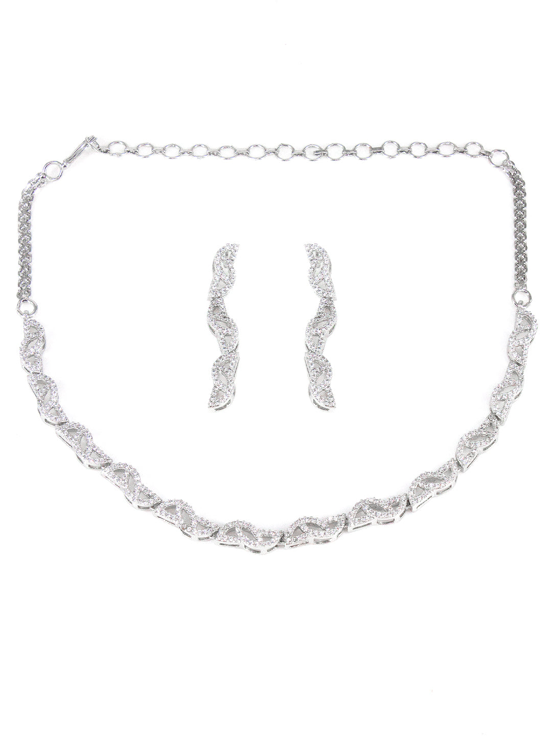 American Diamond White Minimal Jewellery Set For Women And Girls