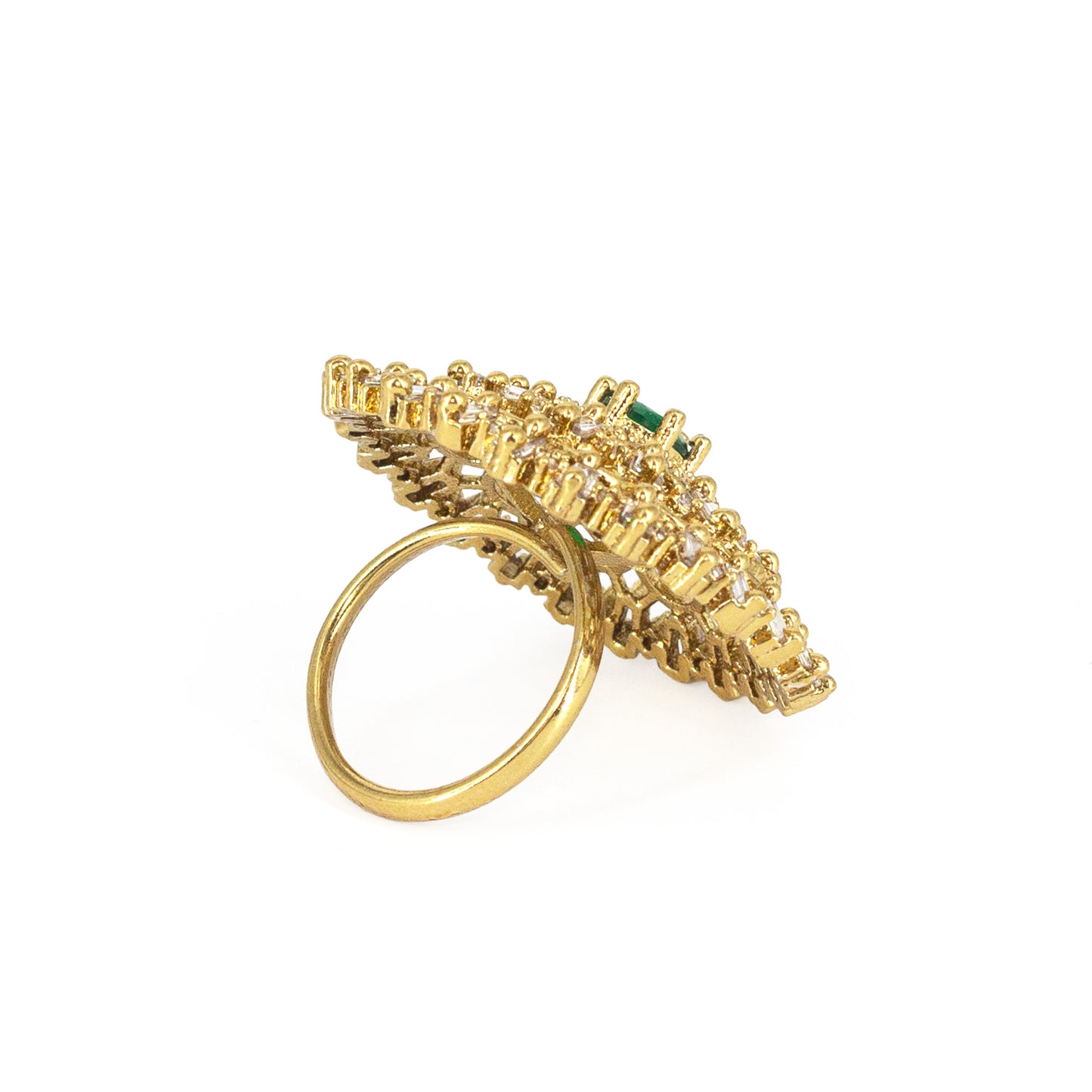 Gold Plated Green AD Finger Ring for Women