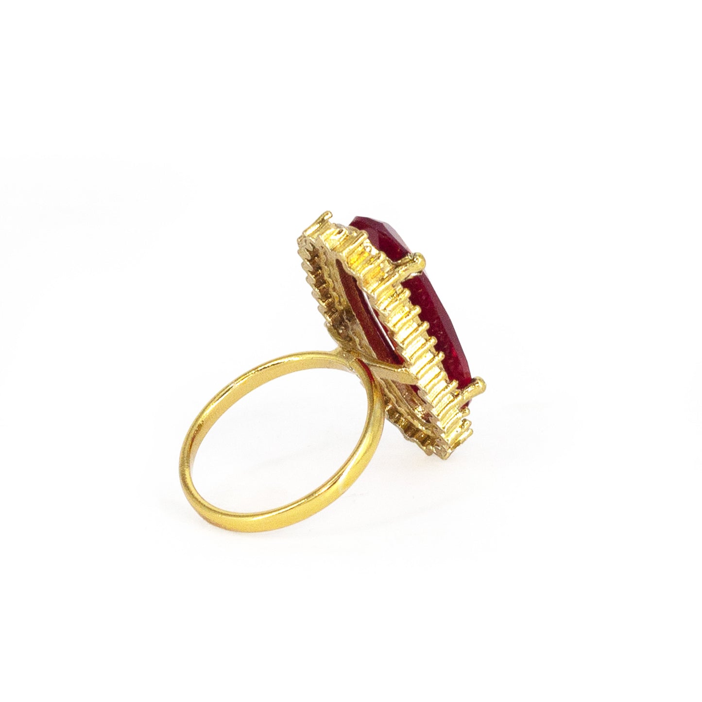 Gold Plated Red AD Finger Ring for Women