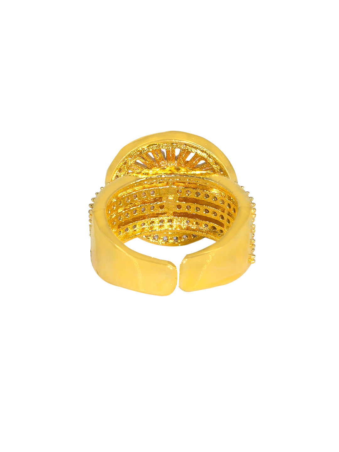 Purple Statement Solitaire AD-Studded Adjustable Ring