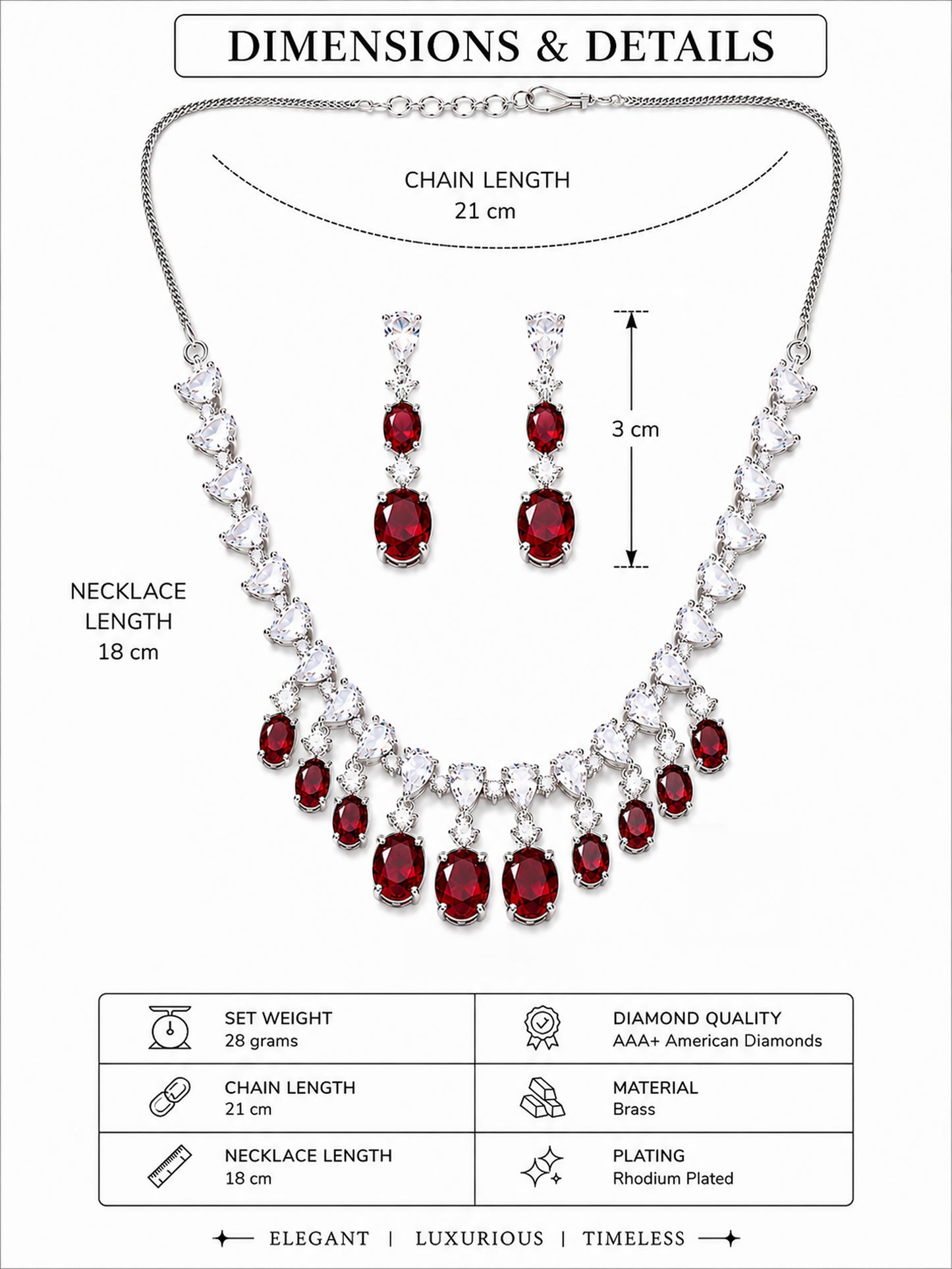 Silver Plated Red AD Choker Set for Women