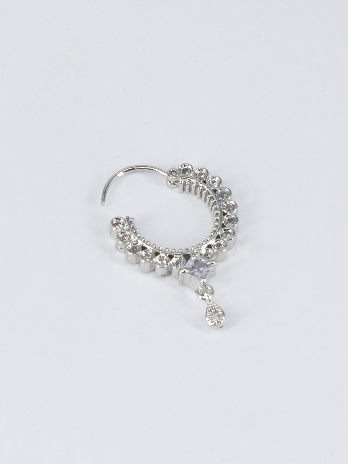 Silver Plated AD Nose Ring for Women