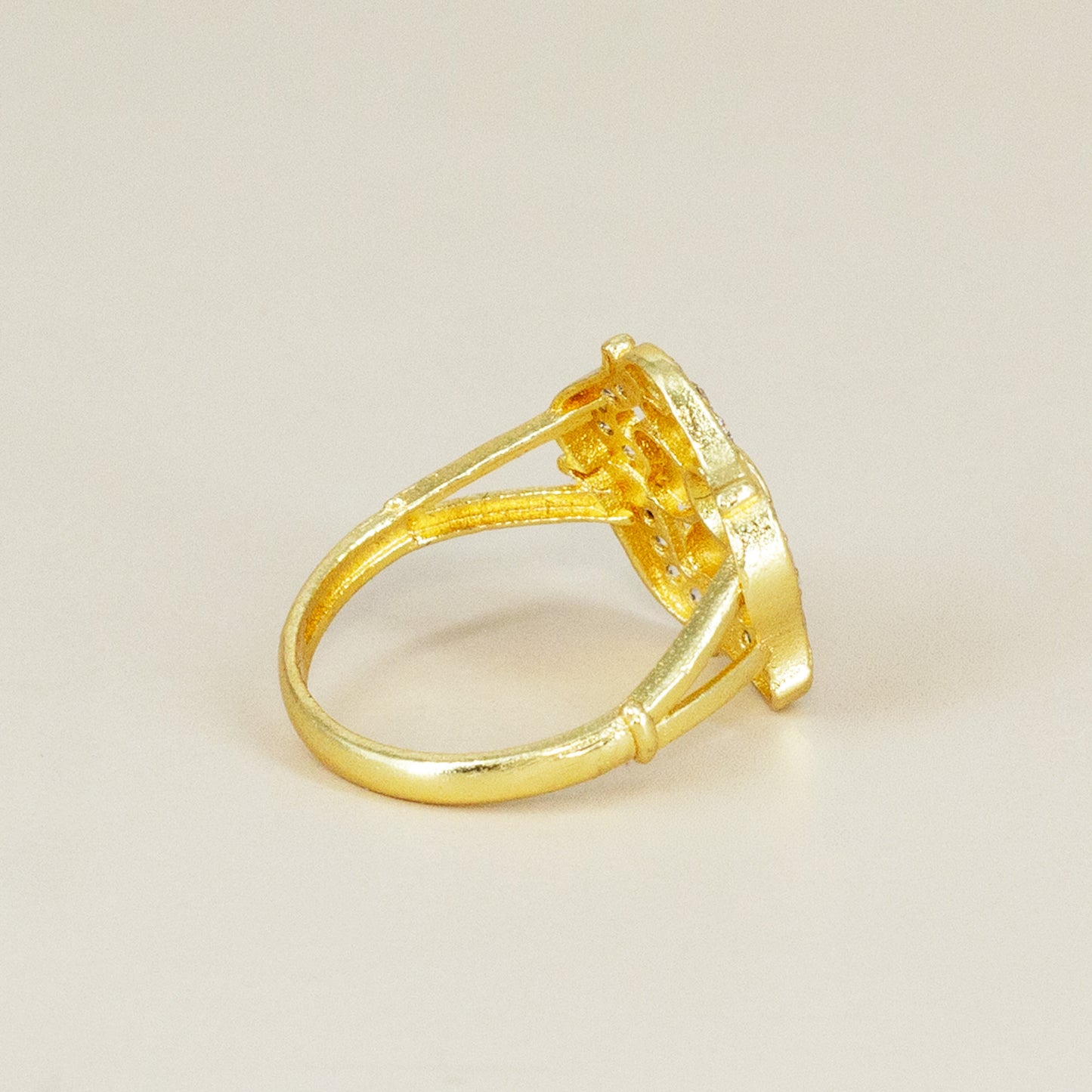 Gold Plated Anti Tarnish Red AD Finger Ring for Women