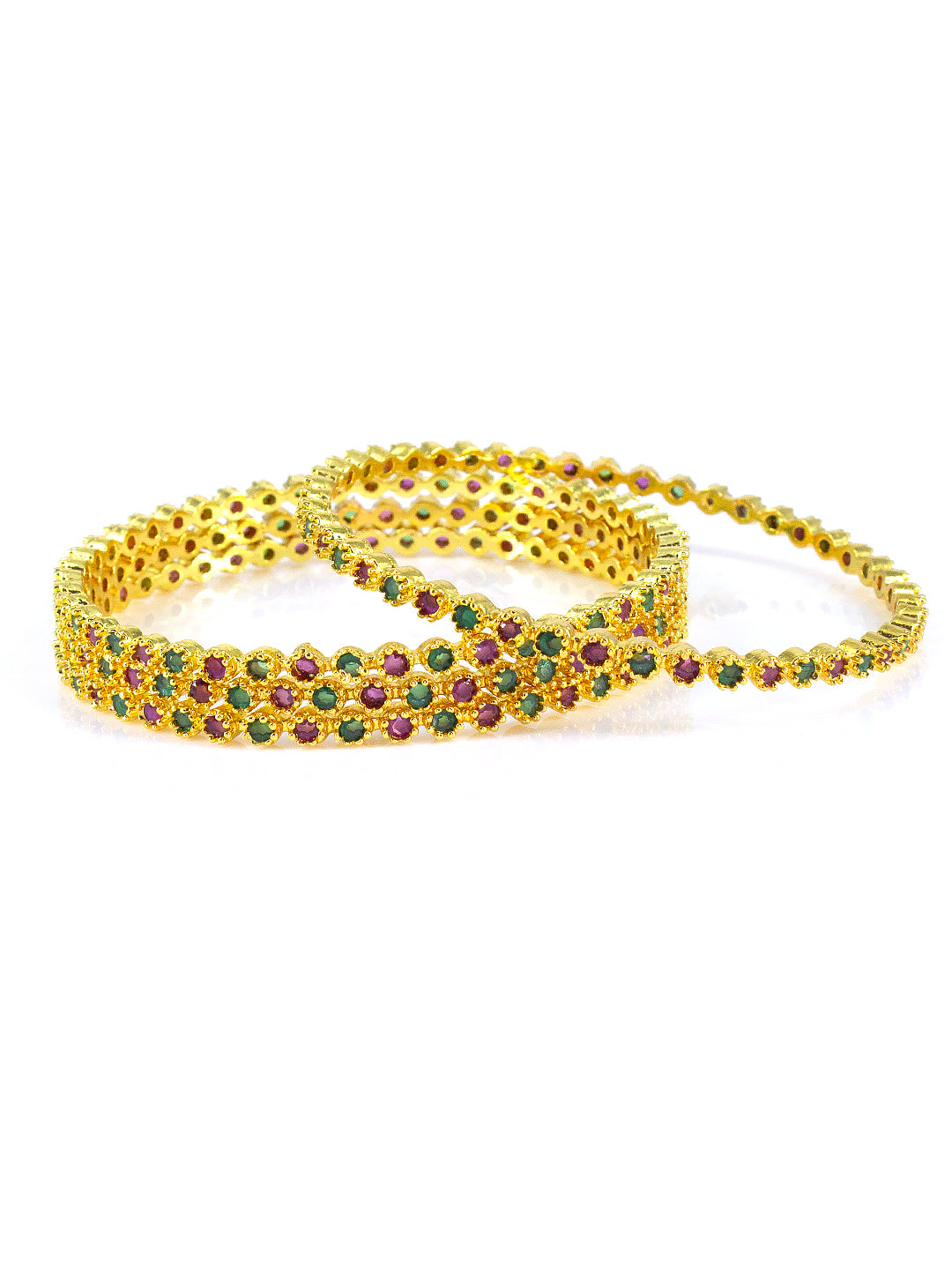 Set Of 4 Gold-Plated American Diamond Studded Bangles