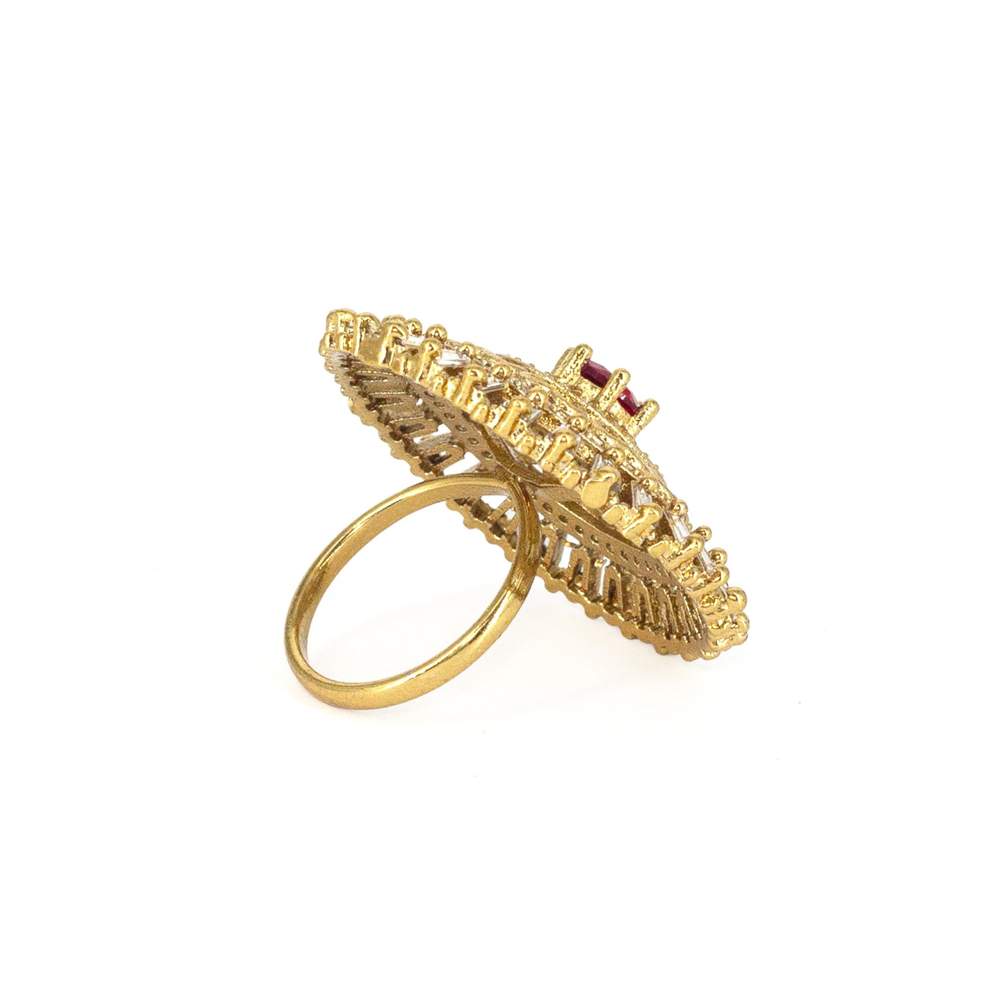 Gold Plated Red AD Finger Ring for Women