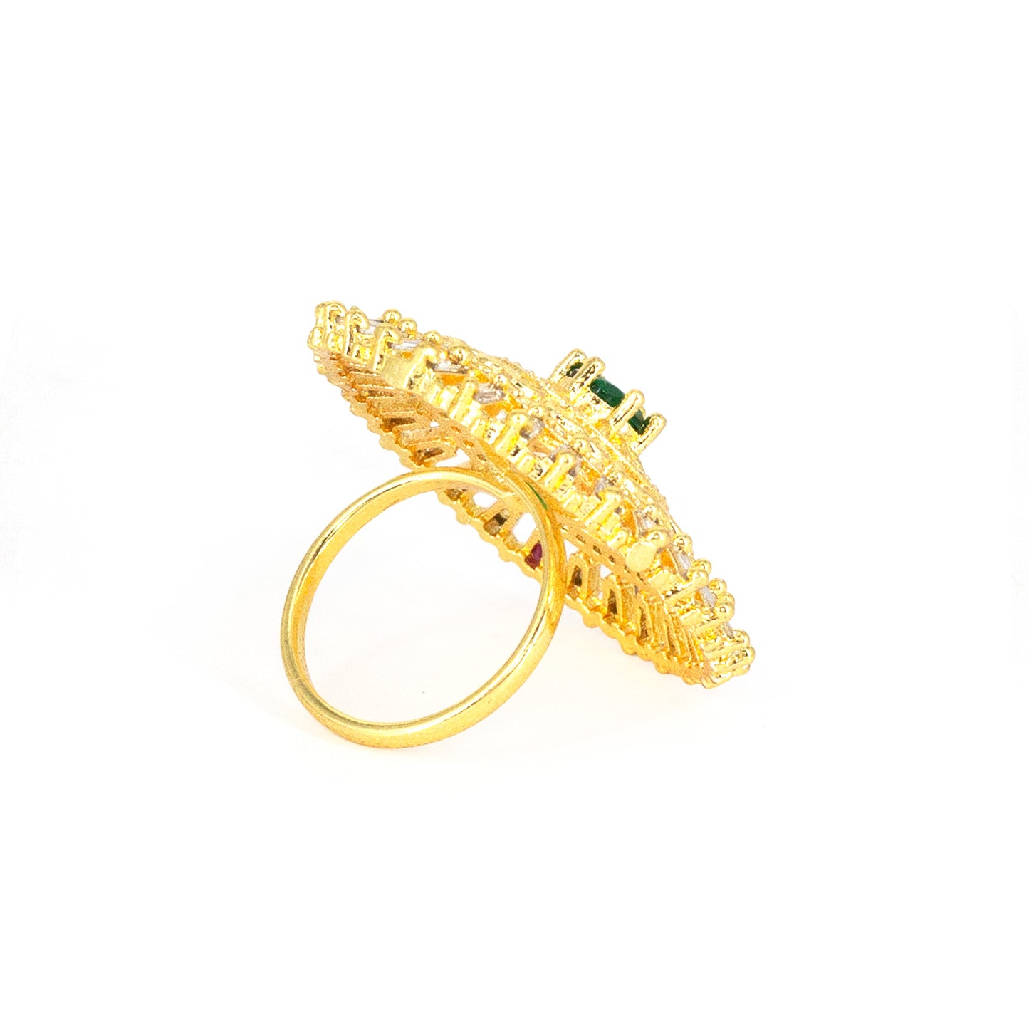 Gold Plated Green AD Finger Ring for Women