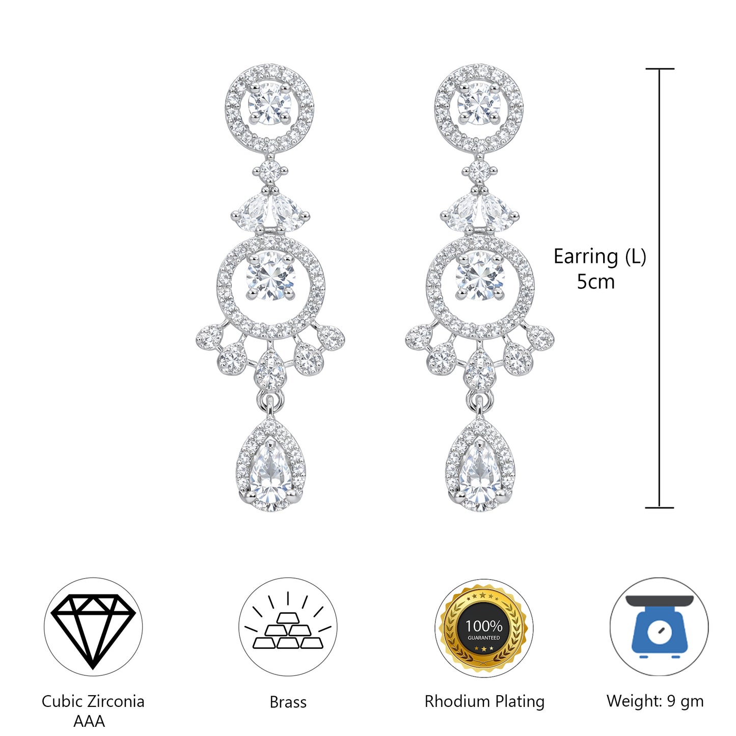 Silver Plated White AD Designer Earrings for Women