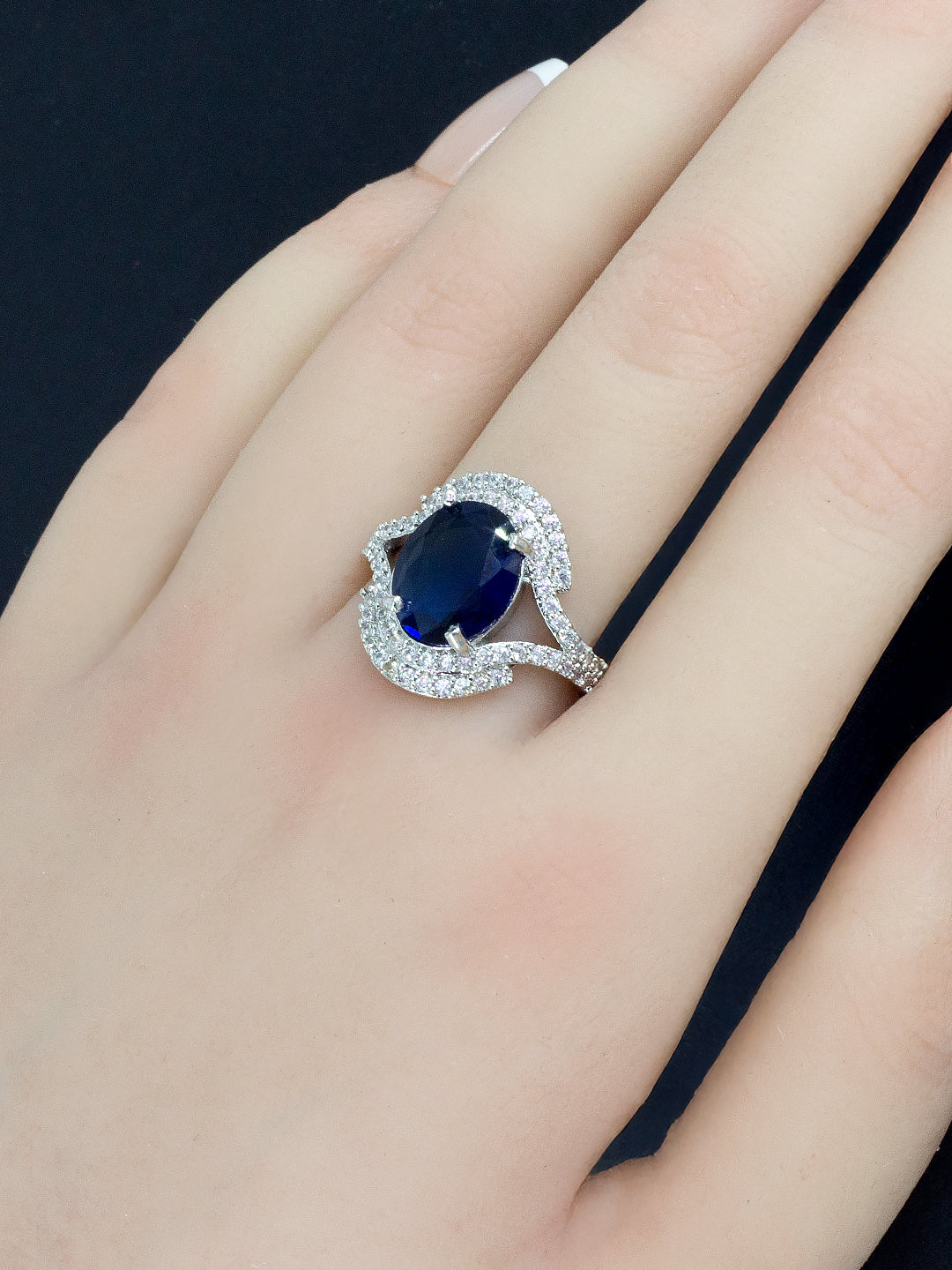 Pack of 3 AD-Studded Cocktail Adjustable Ring