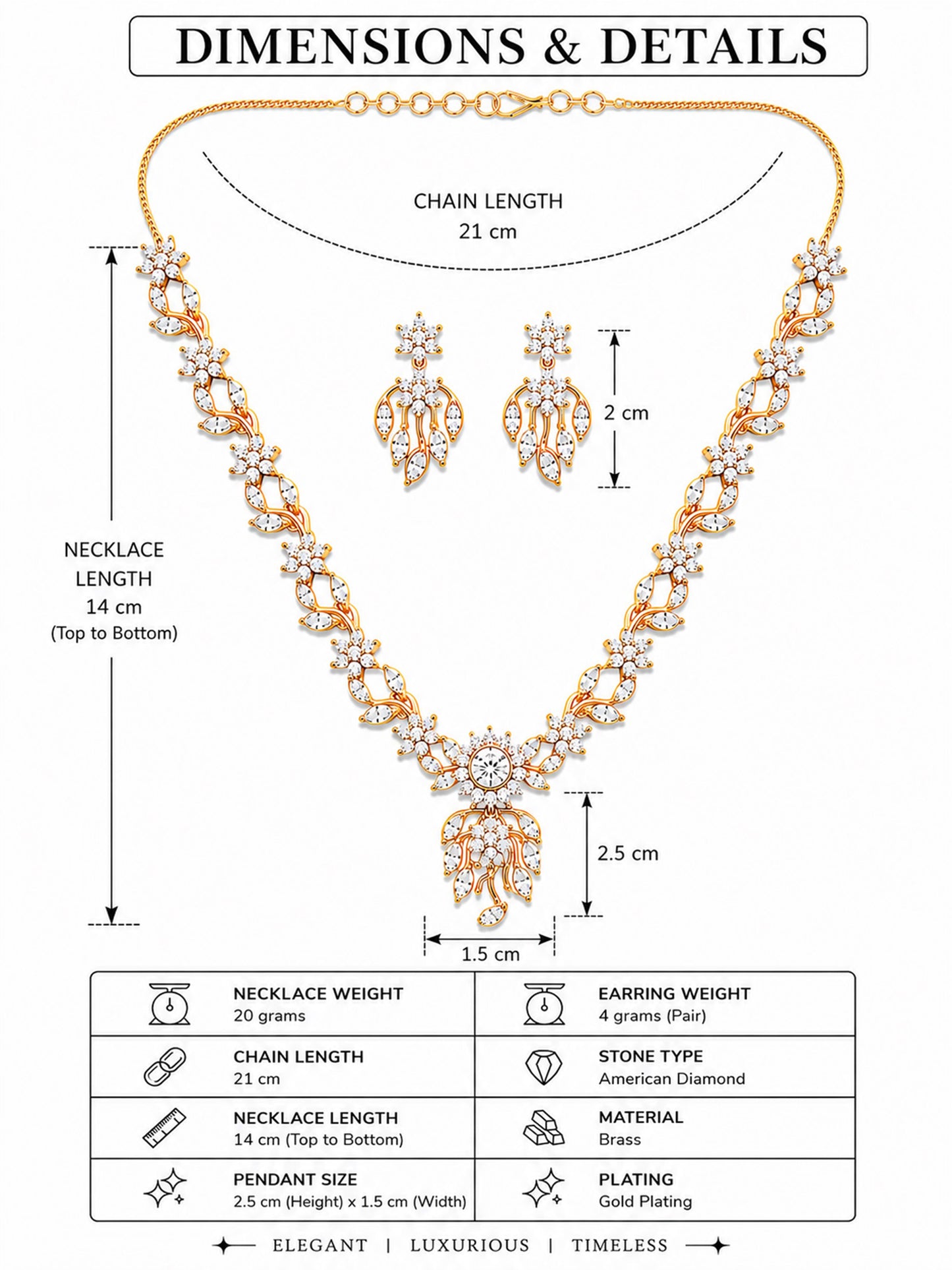 Gold Plated AD Floral Jewellery Set for Women