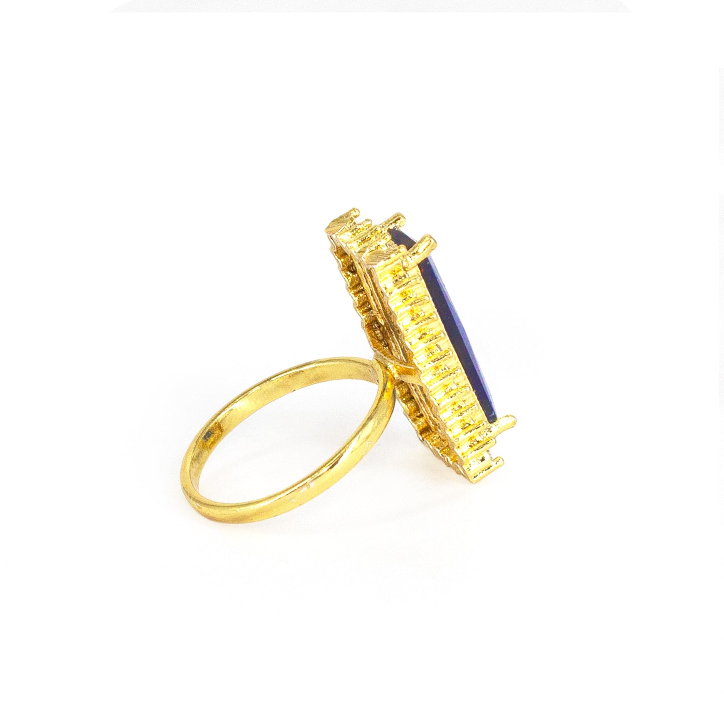 Gold Plated Blue AD Finger Ring for Women