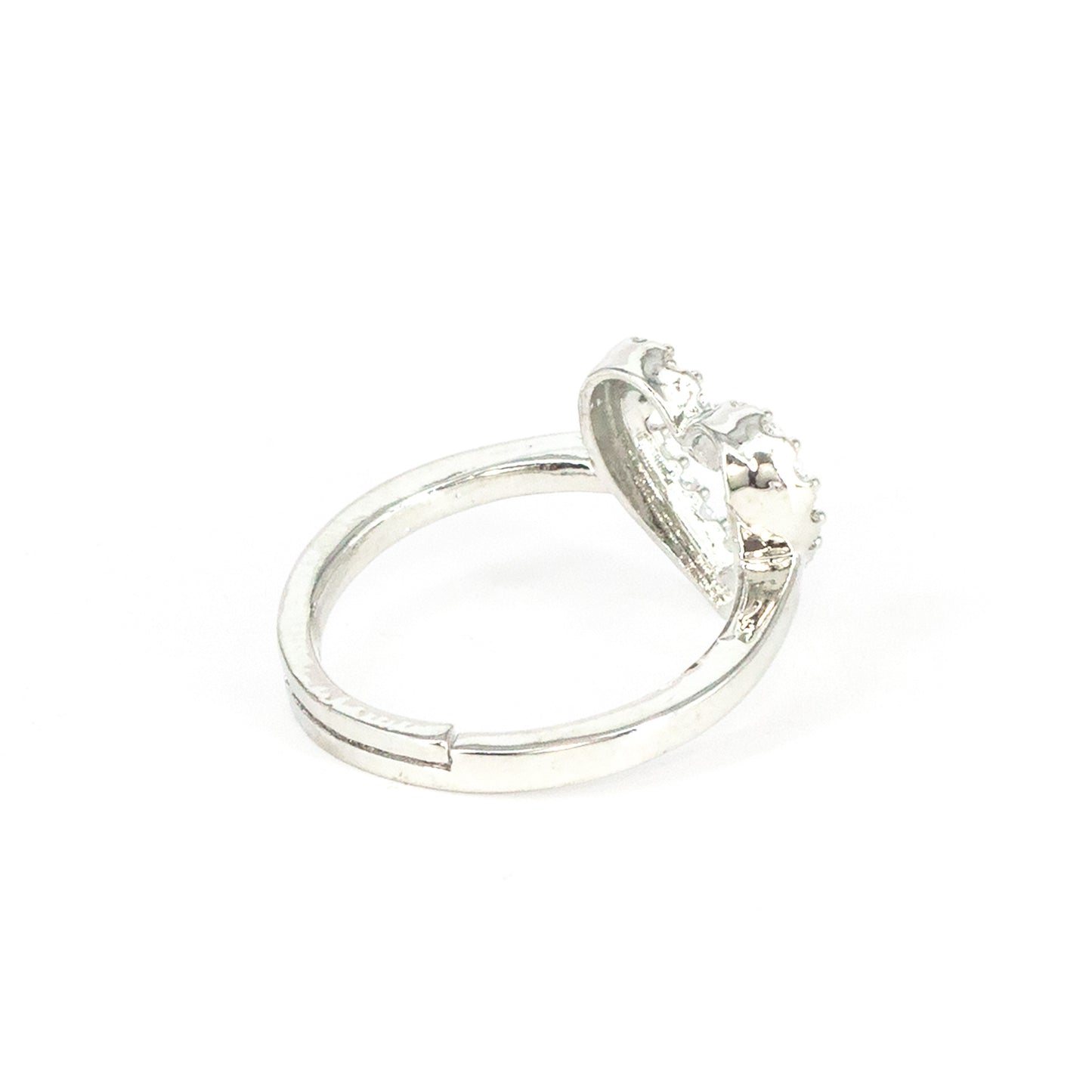 Silver Plated AD Heart Finger Ring for Women